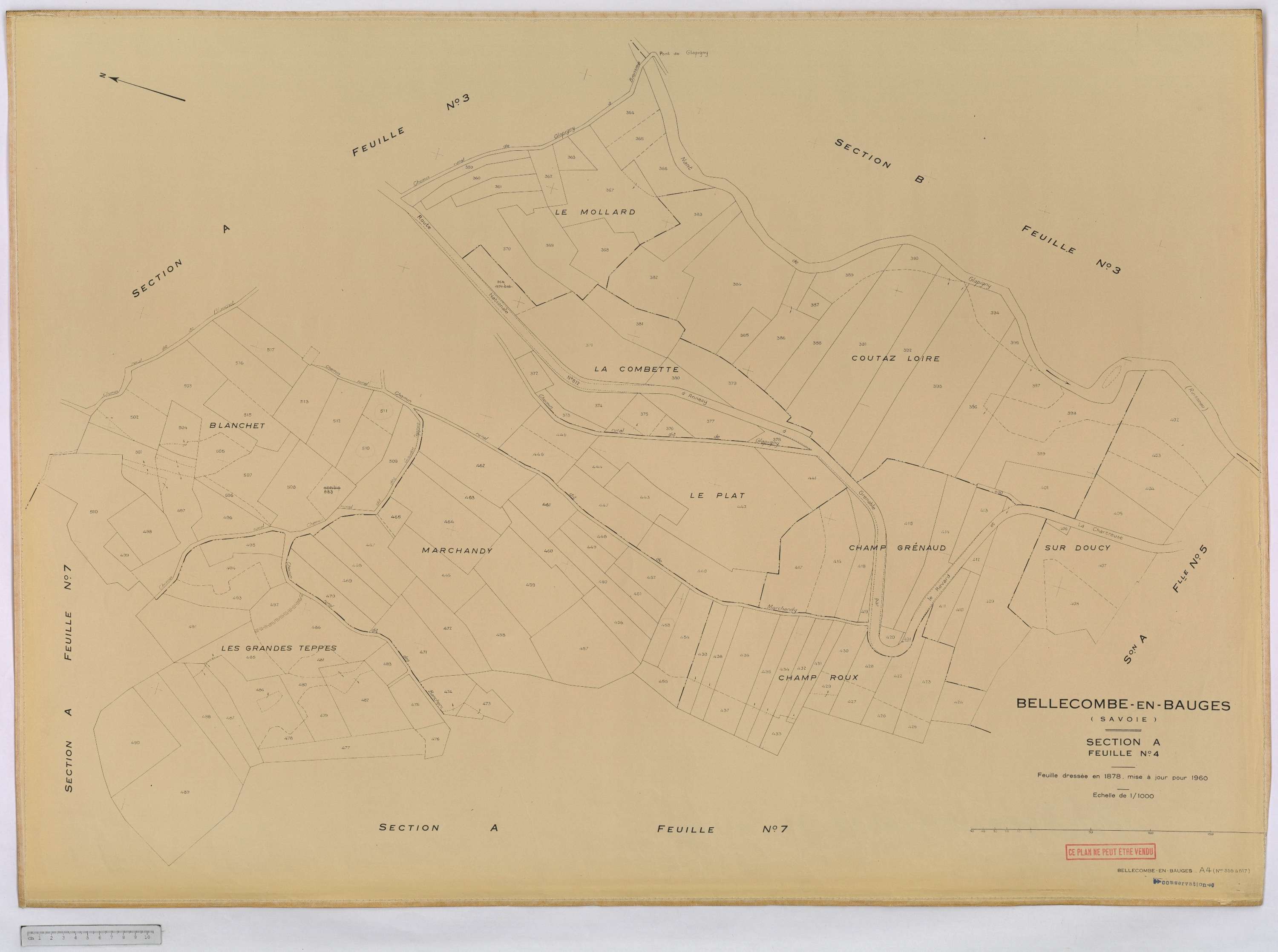 Bellecombe-en-Bauges - Cadastre rénové, version définitive (1960).