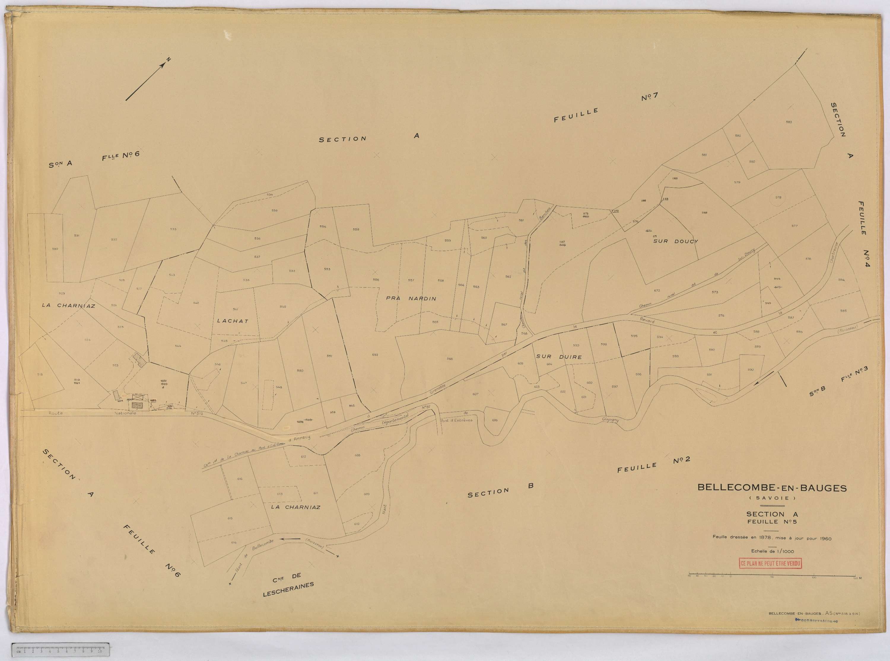 Bellecombe-en-Bauges - Cadastre rénové, version définitive (1960).