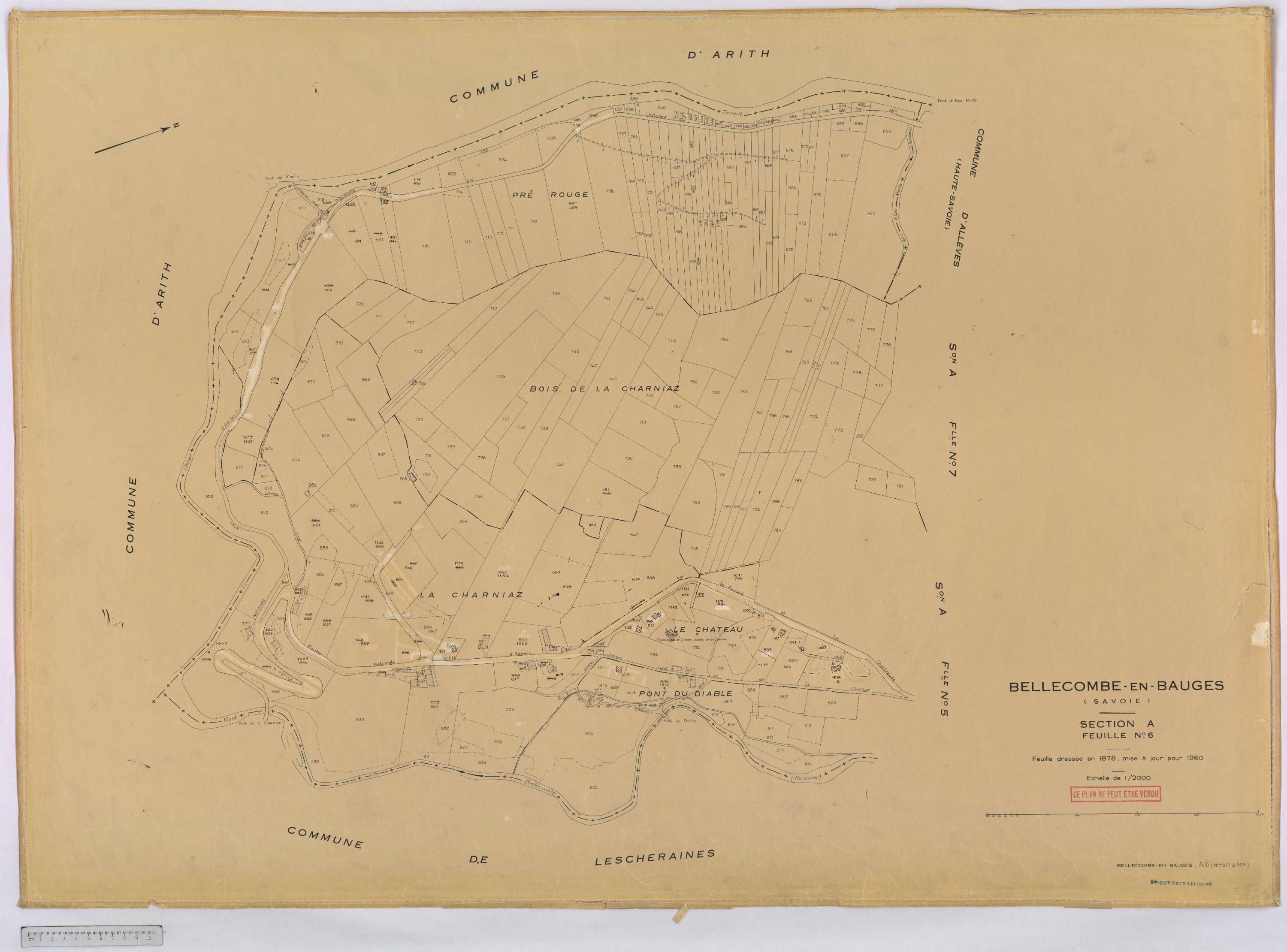 Bellecombe-en-Bauges - Cadastre rénové, version définitive (1960).