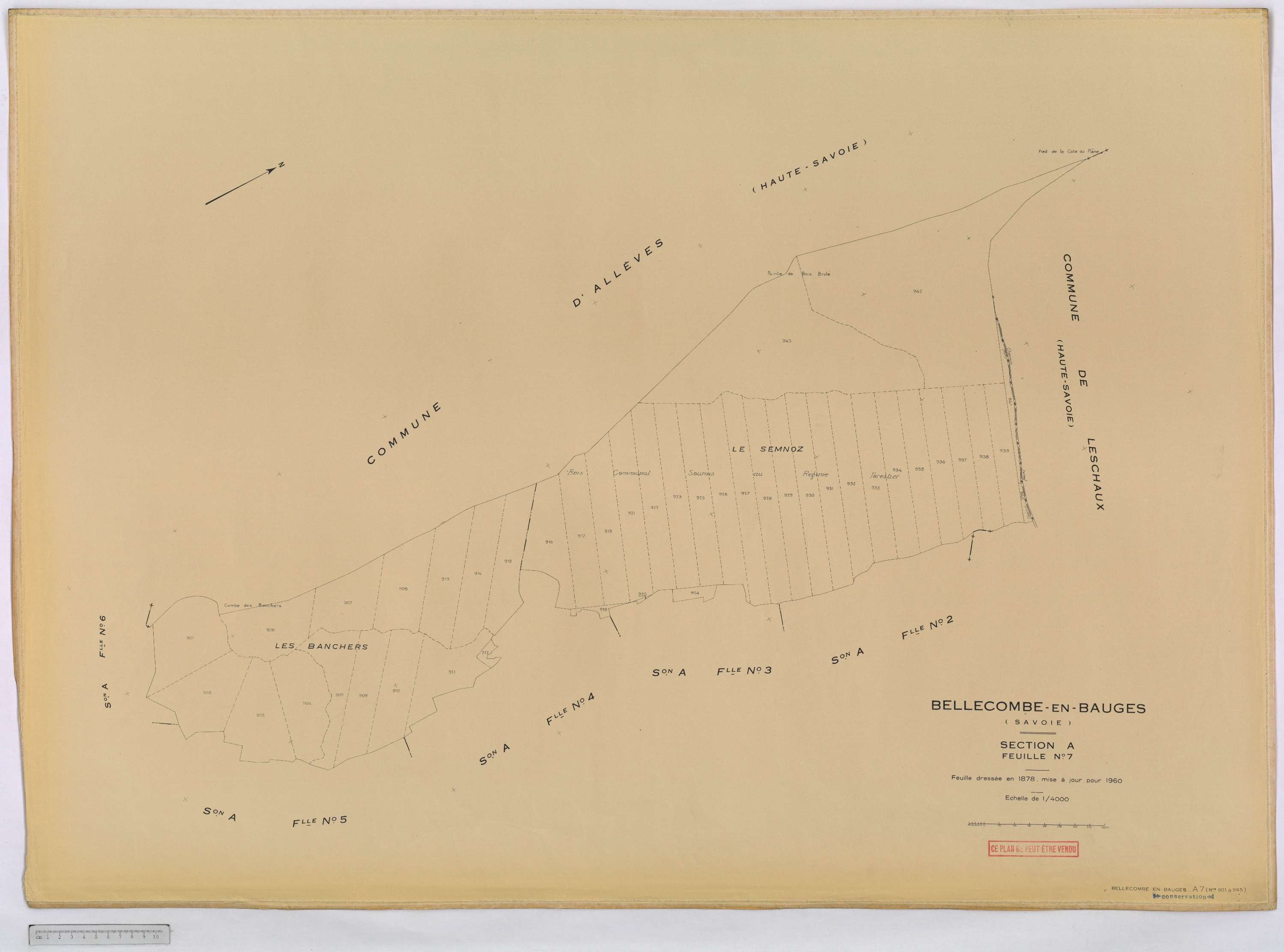 Bellecombe-en-Bauges - Cadastre rénové, version définitive (1960).