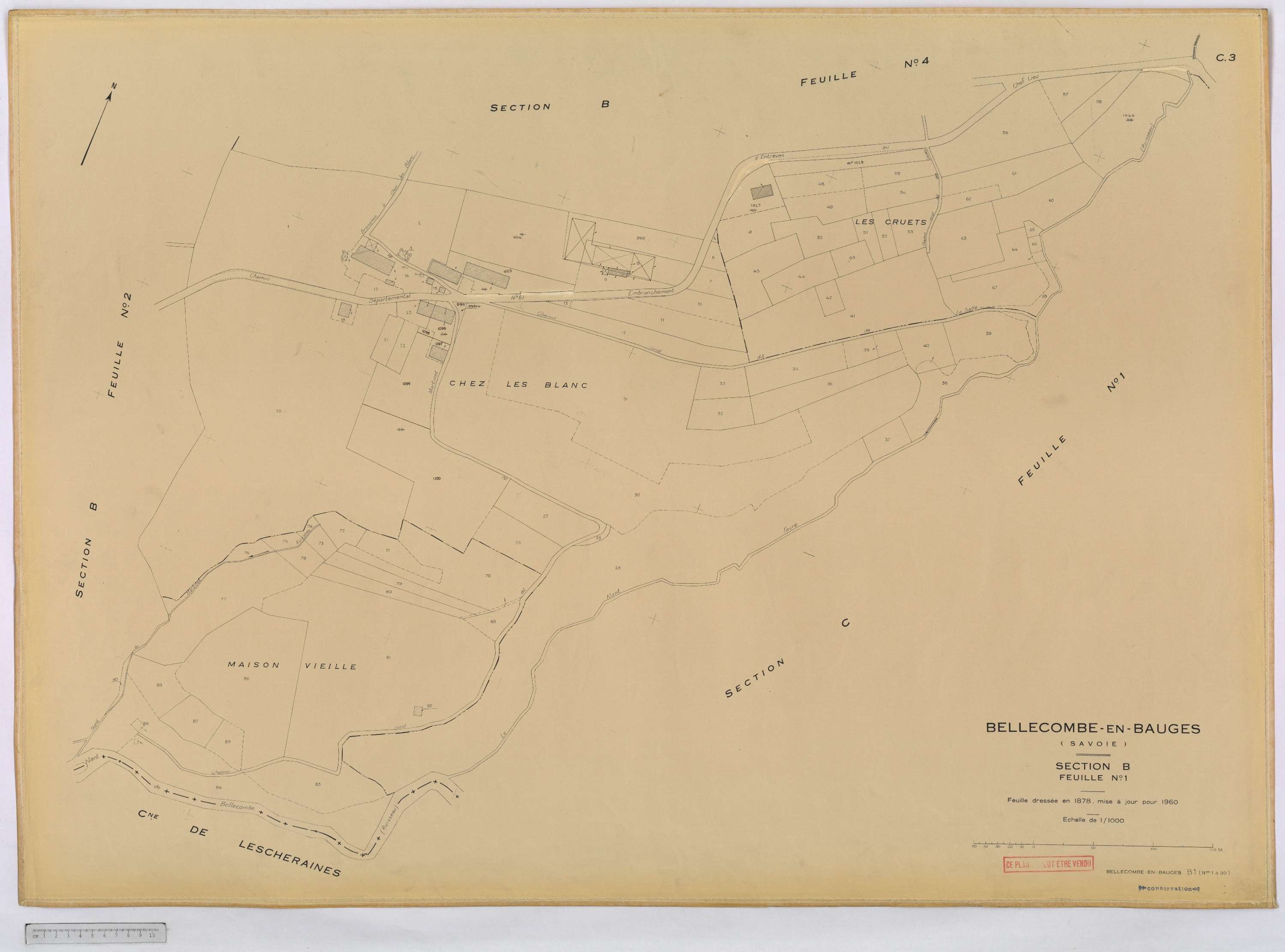 Bellecombe-en-Bauges - Cadastre rénové, version définitive (1960).