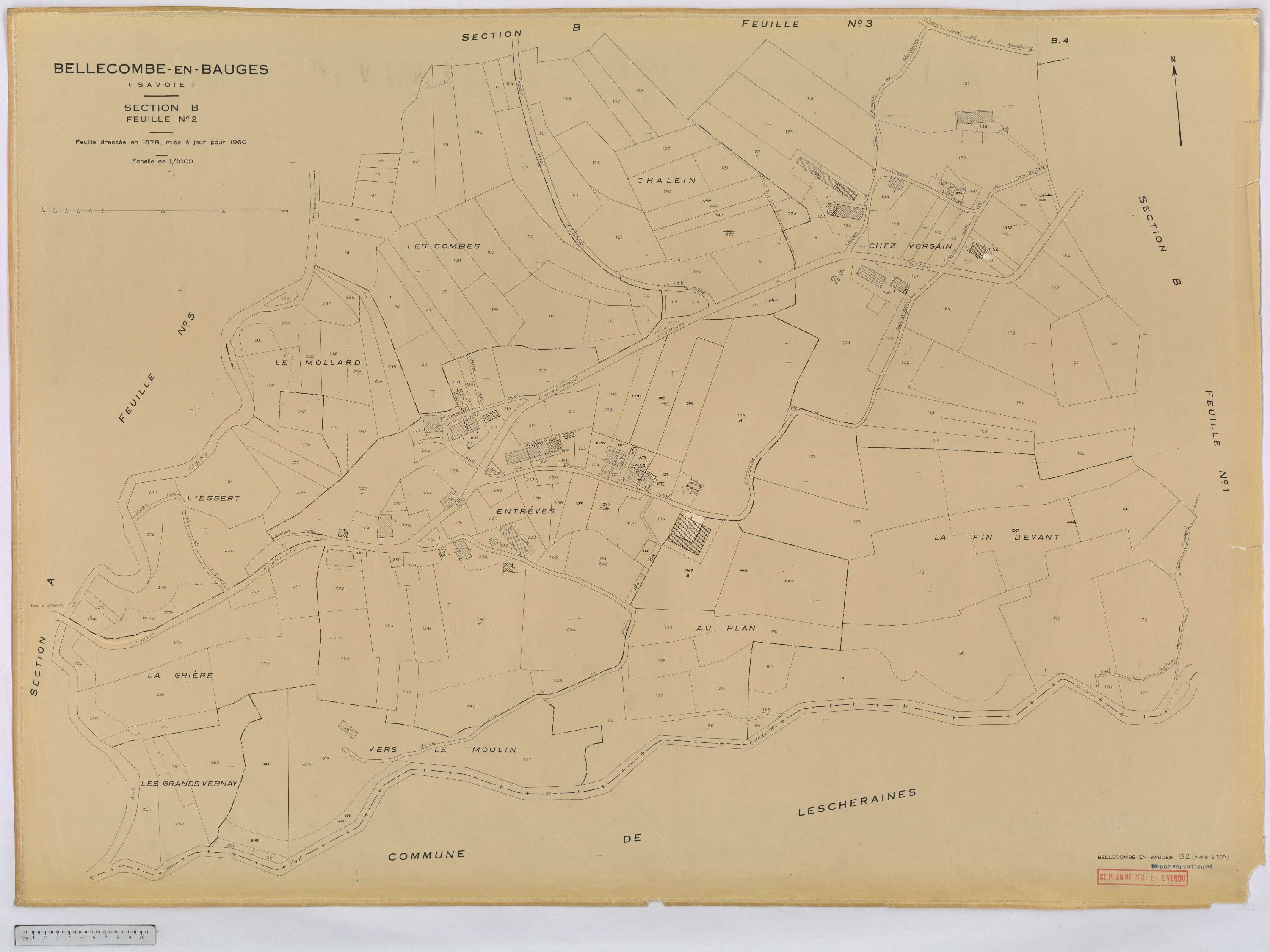 Bellecombe-en-Bauges - Cadastre rénové, version définitive (1960).