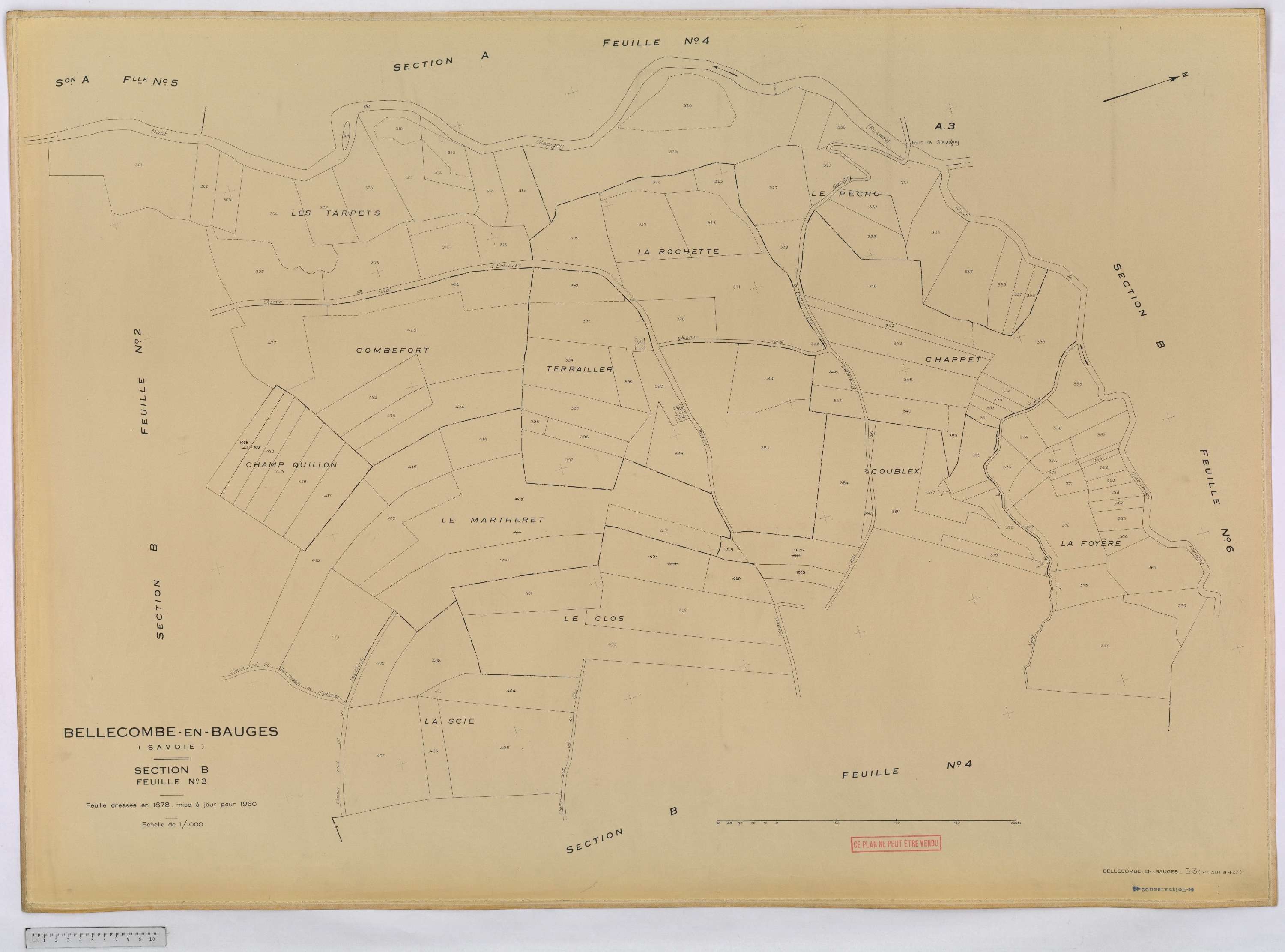 Bellecombe-en-Bauges - Cadastre rénové, version définitive (1960).