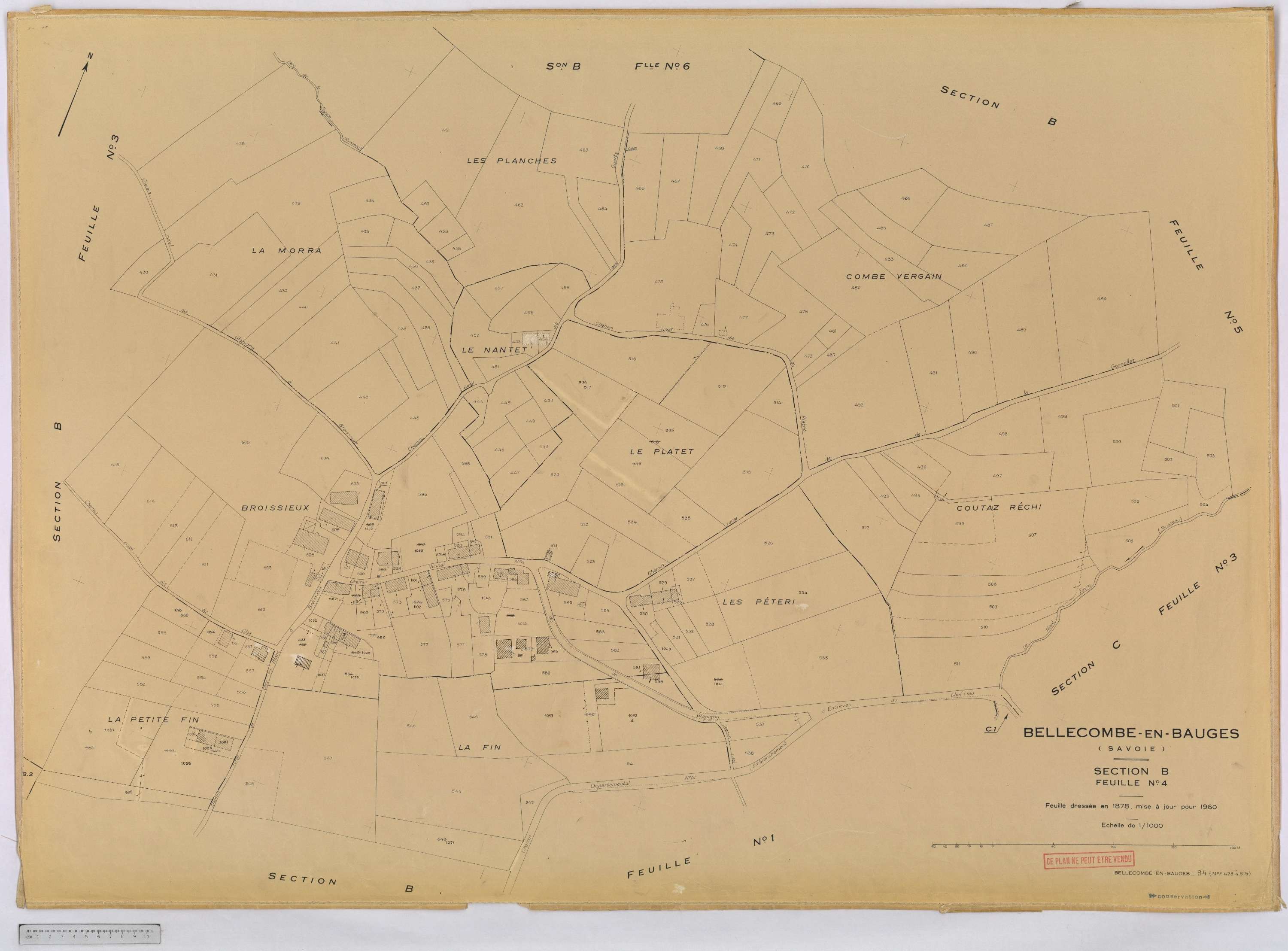 Bellecombe-en-Bauges - Cadastre rénové, version définitive (1960).