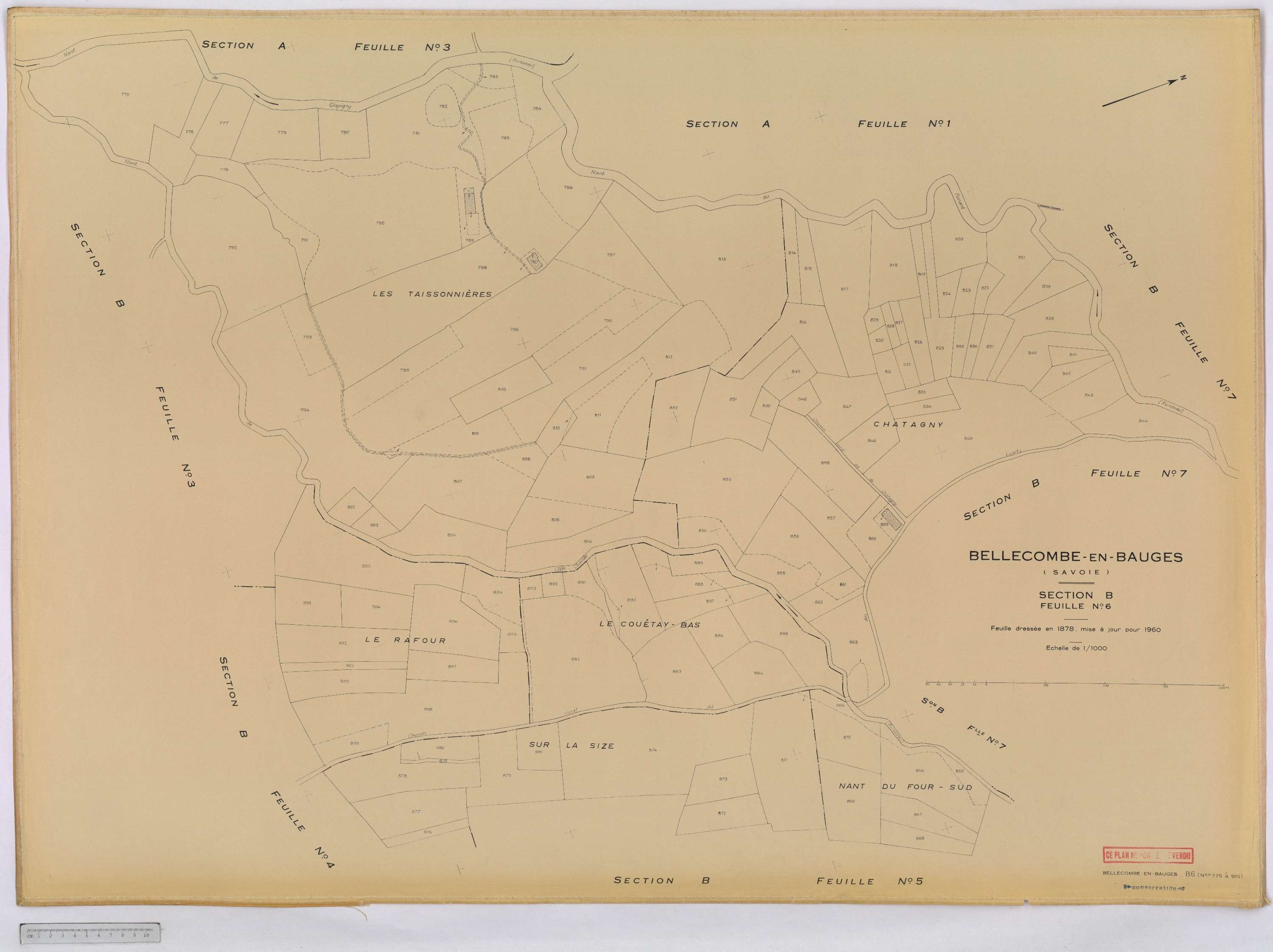 Bellecombe-en-Bauges - Cadastre rénové, version définitive (1960).
