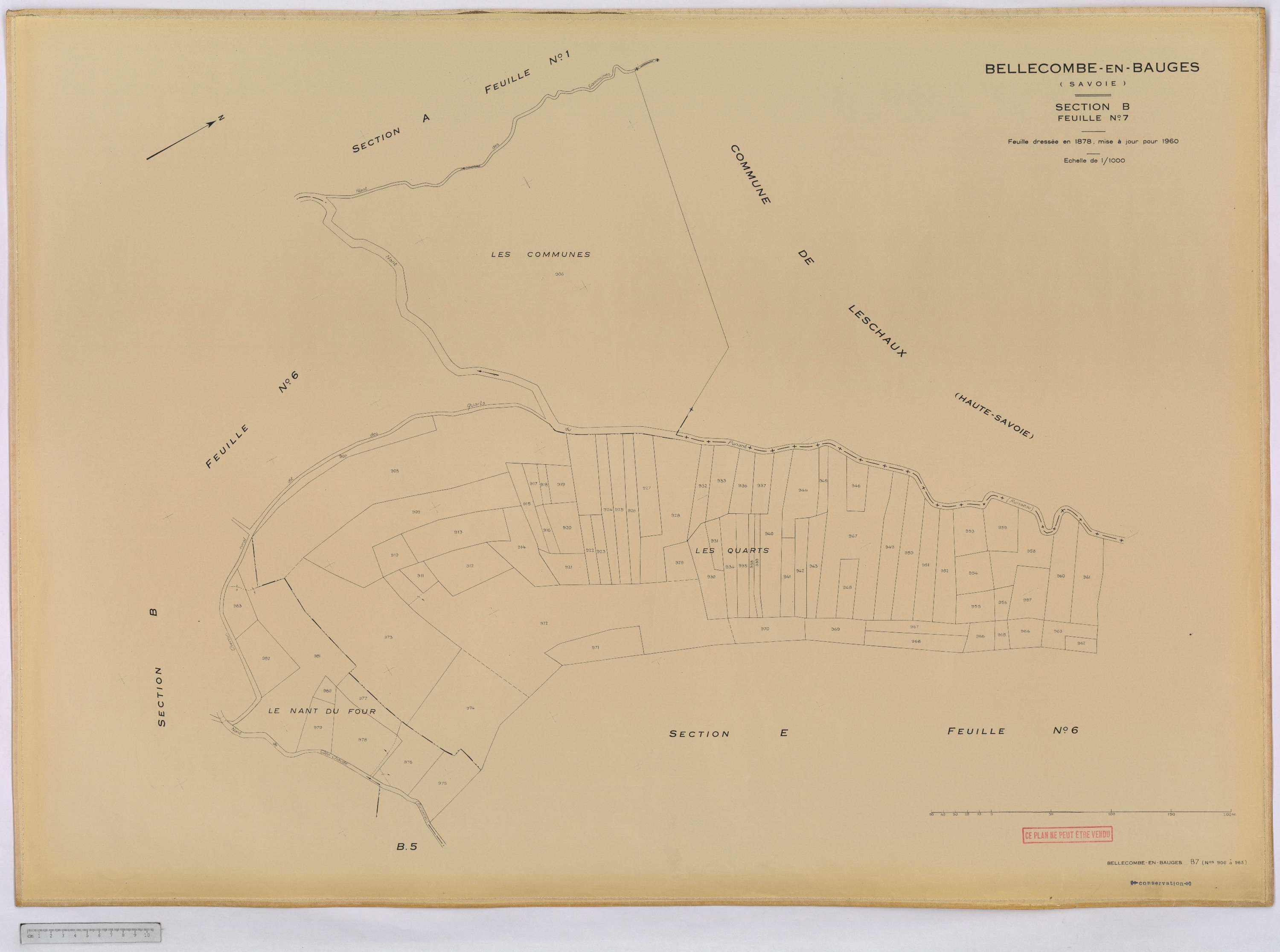 Bellecombe-en-Bauges - Cadastre rénové, version définitive (1960).