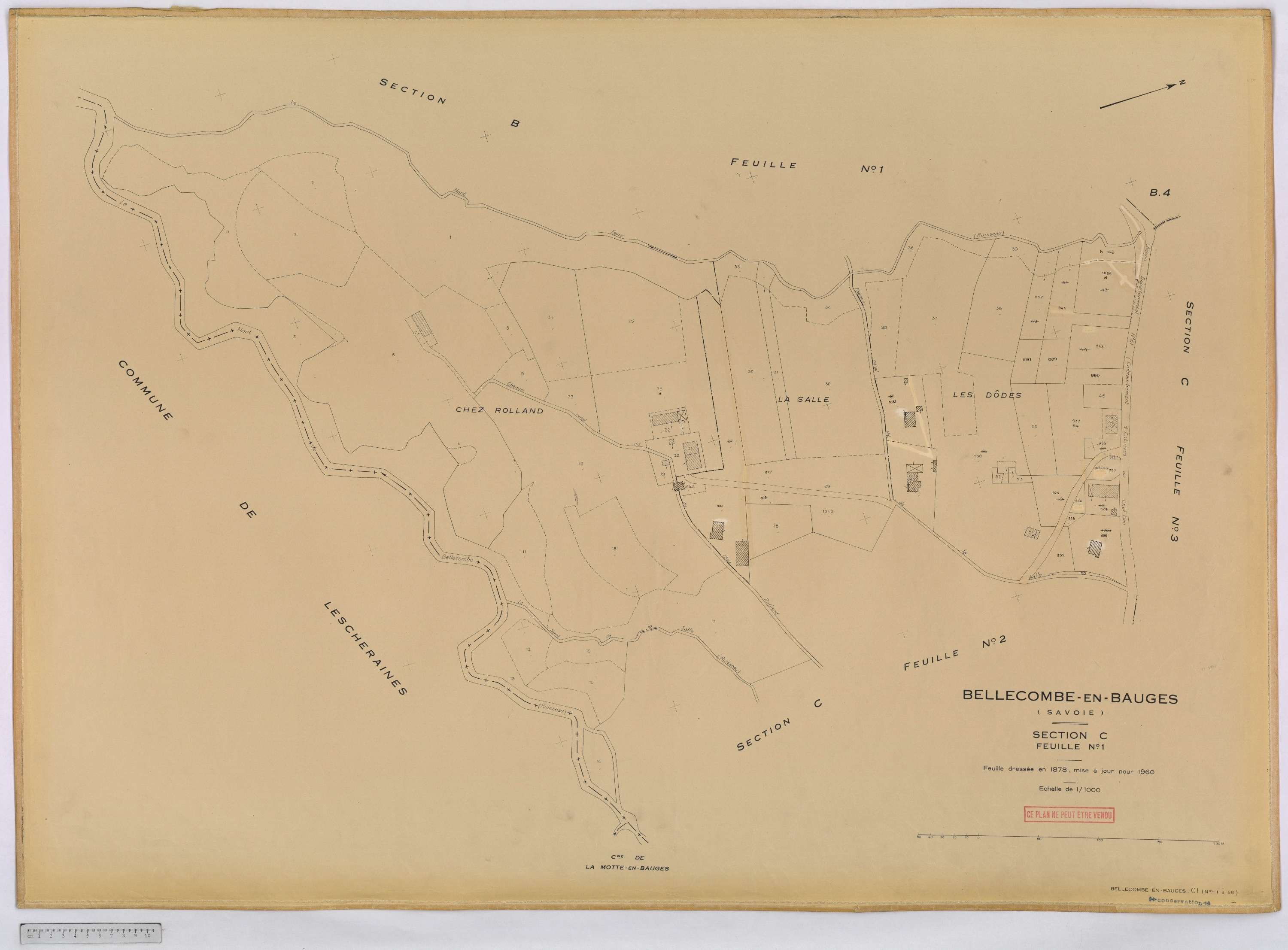 Bellecombe-en-Bauges - Cadastre rénové, version définitive (1960).