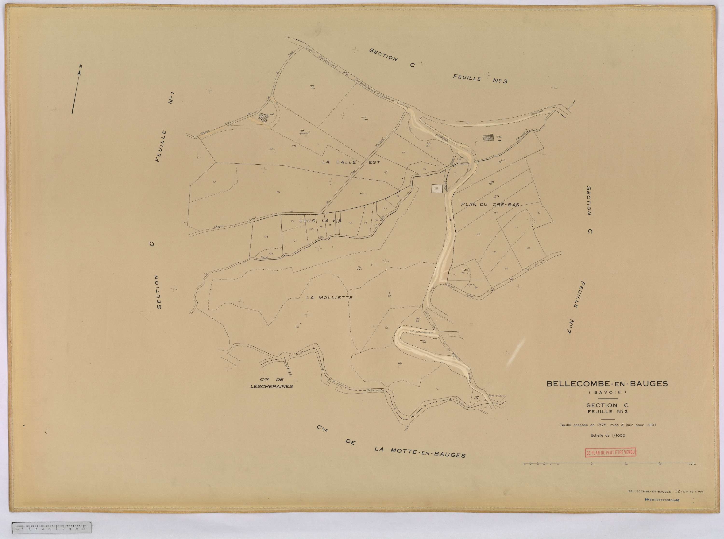 Bellecombe-en-Bauges - Cadastre rénové, version définitive (1960).