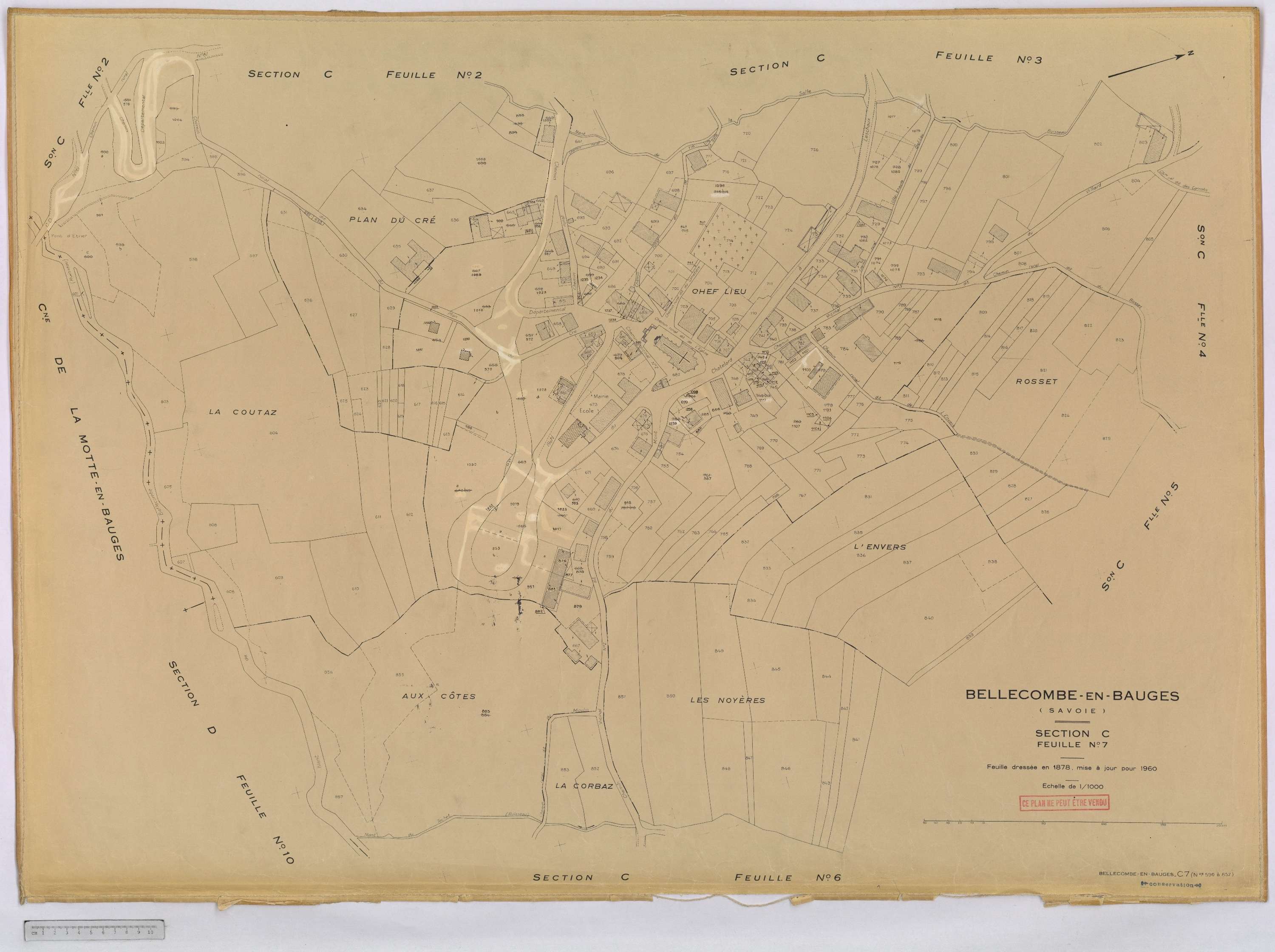 Bellecombe-en-Bauges - Cadastre rénové, version définitive (1960).