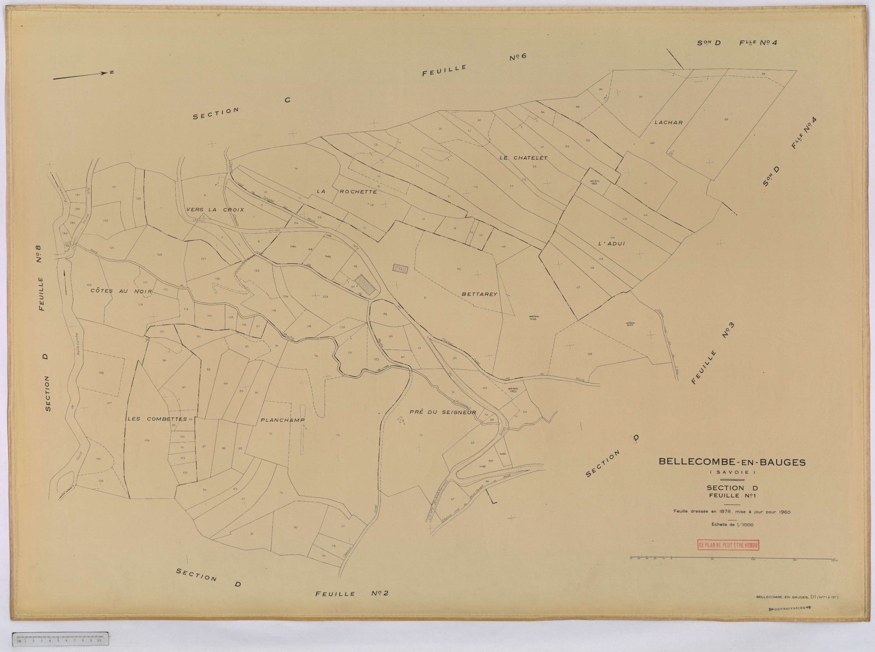 Bellecombe-en-Bauges - Cadastre rénové, version définitive (1960).