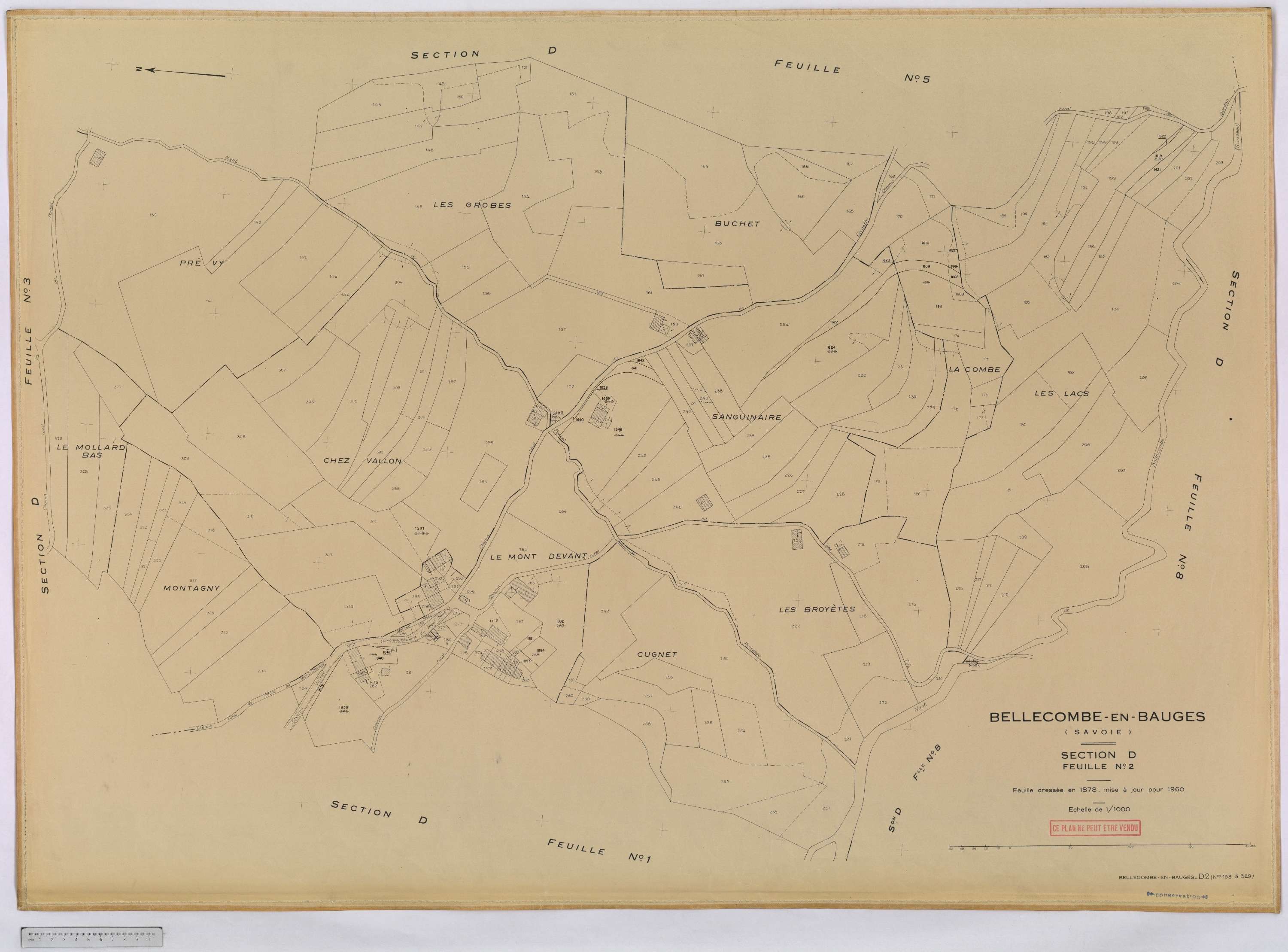 Bellecombe-en-Bauges - Cadastre rénové, version définitive (1960).