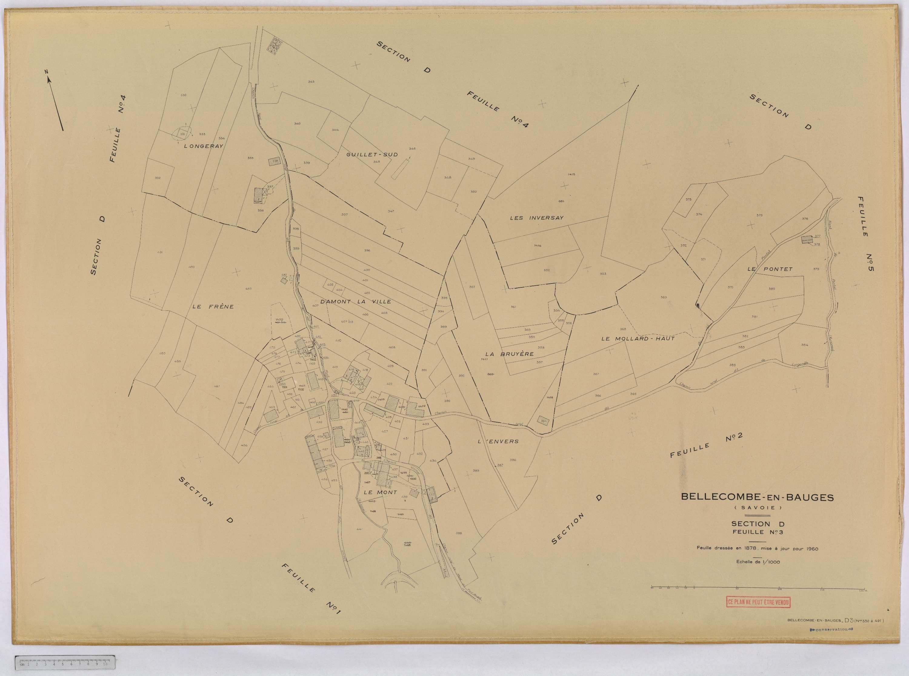 Bellecombe-en-Bauges - Cadastre rénové, version définitive (1960).