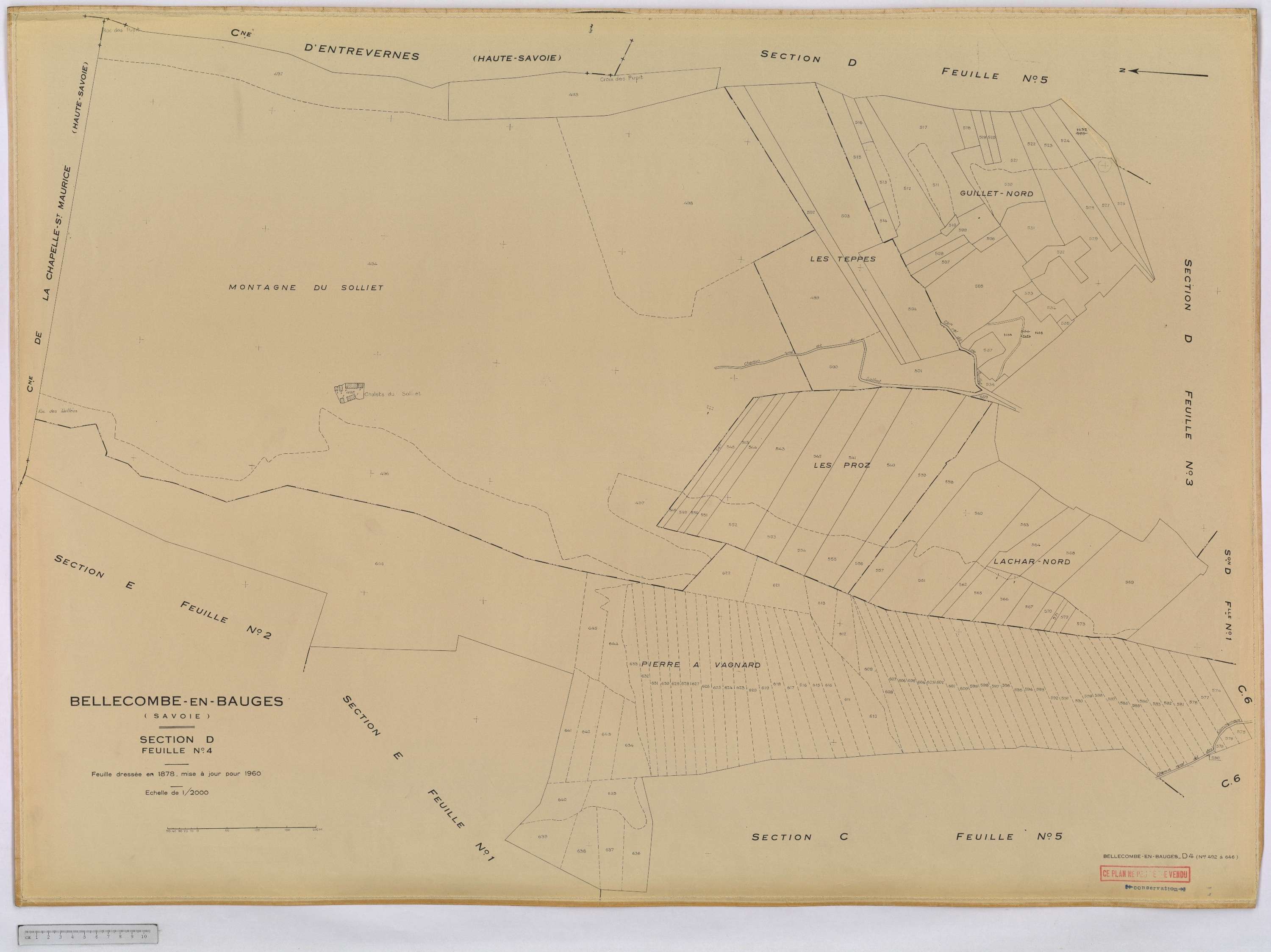 Bellecombe-en-Bauges - Cadastre rénové, version définitive (1960).