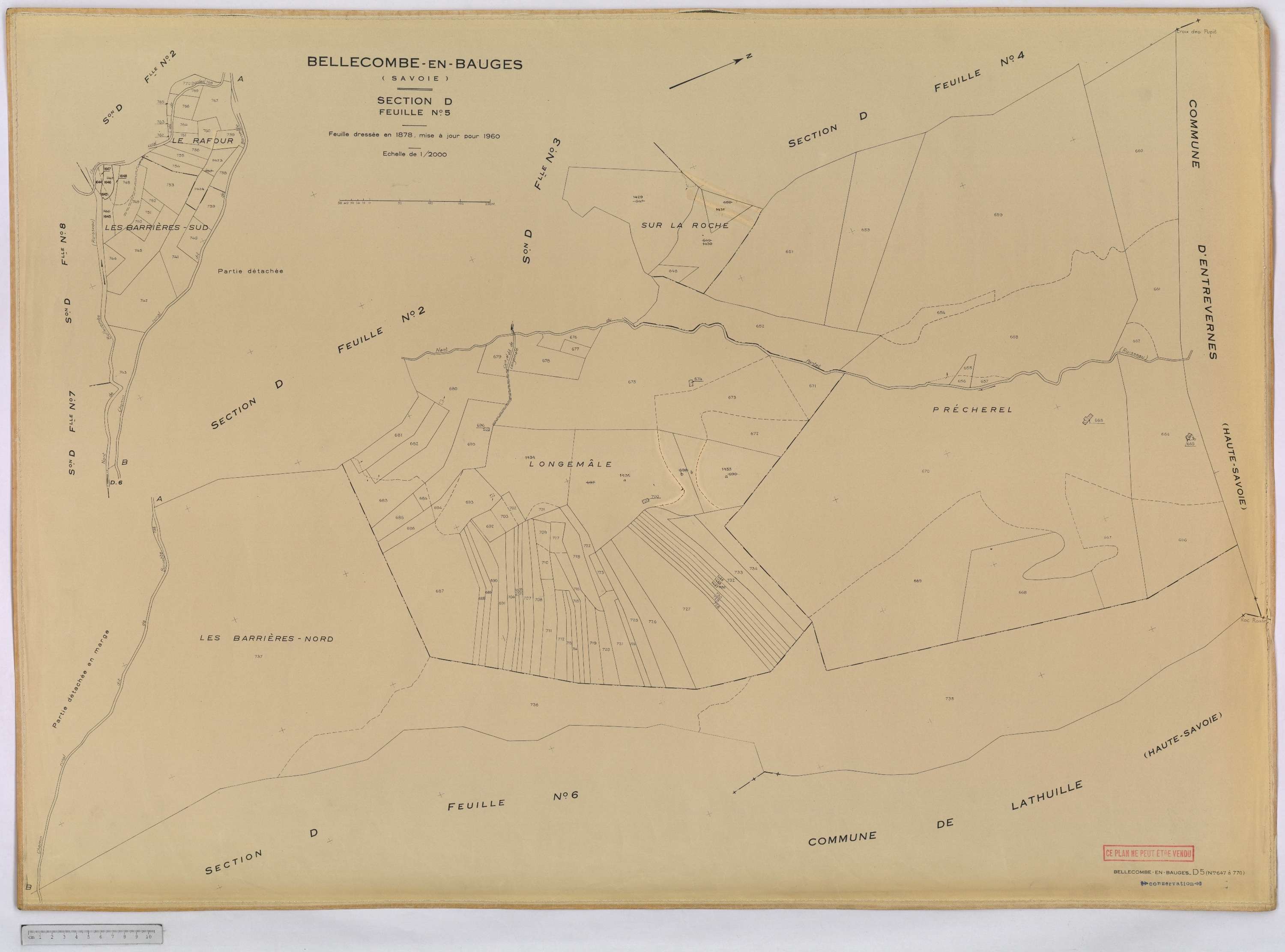 Bellecombe-en-Bauges - Cadastre rénové, version définitive (1960).