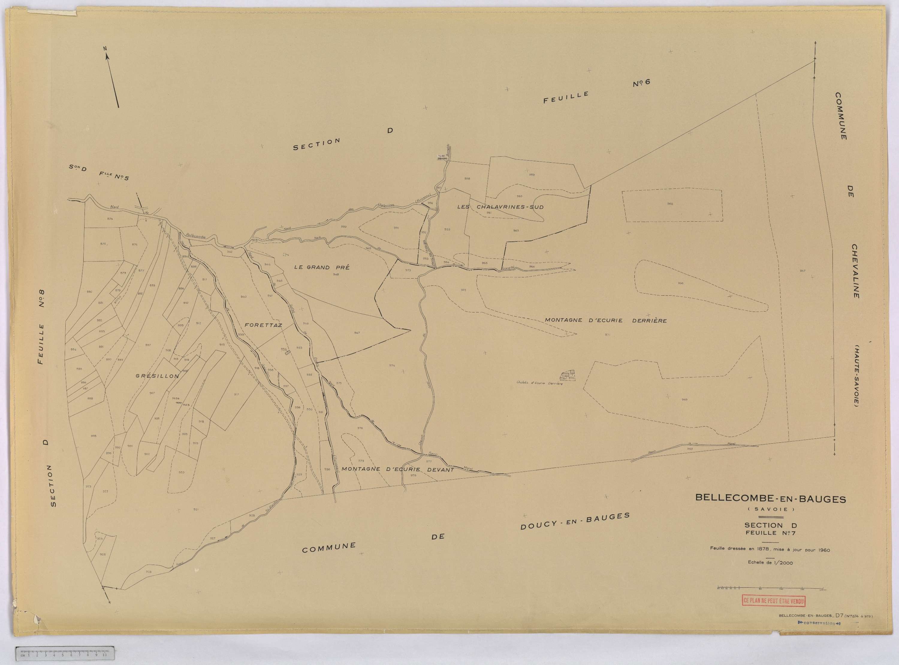 Bellecombe-en-Bauges - Cadastre rénové, version définitive (1960).