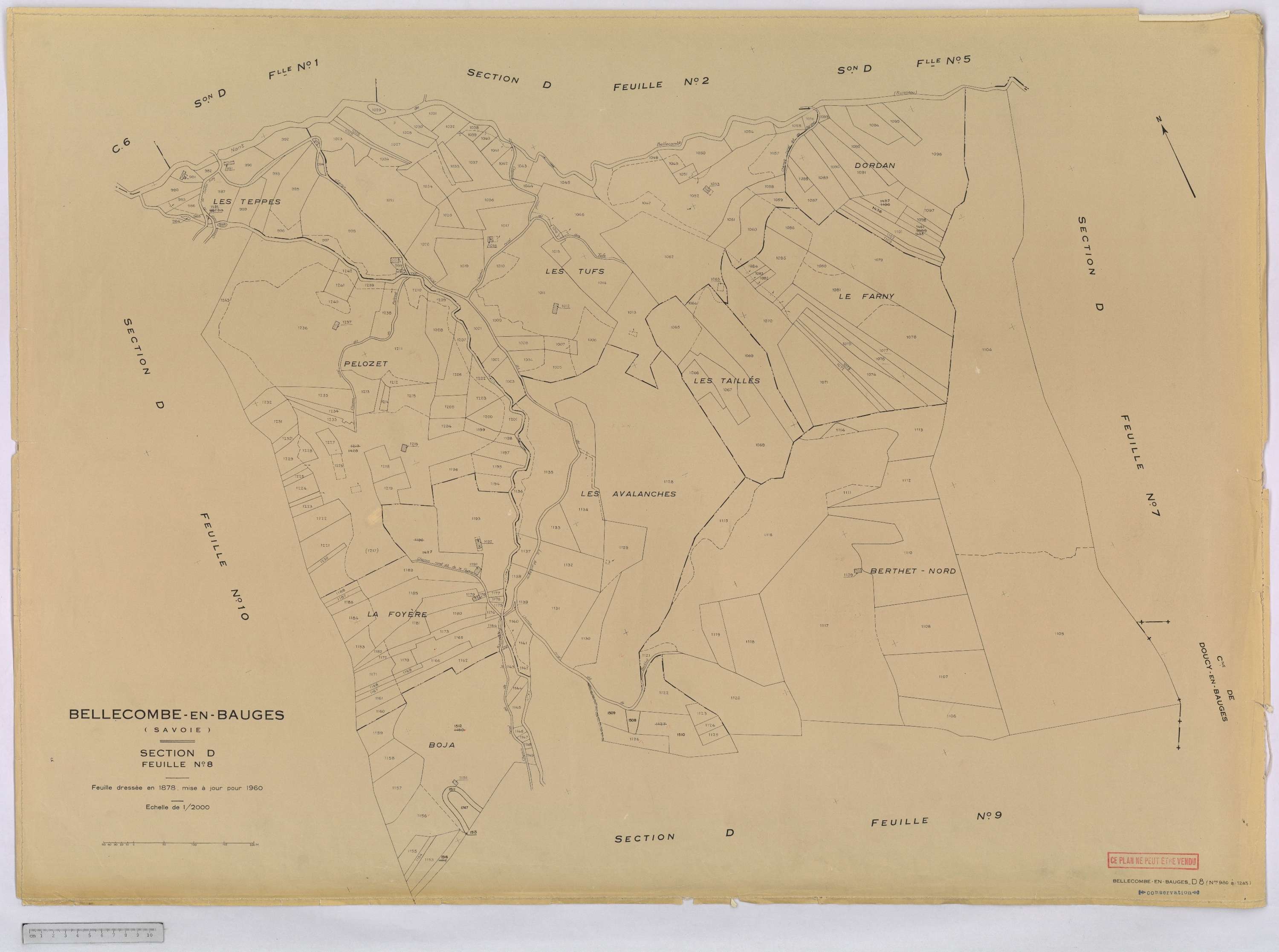 Bellecombe-en-Bauges - Cadastre rénové, version définitive (1960).