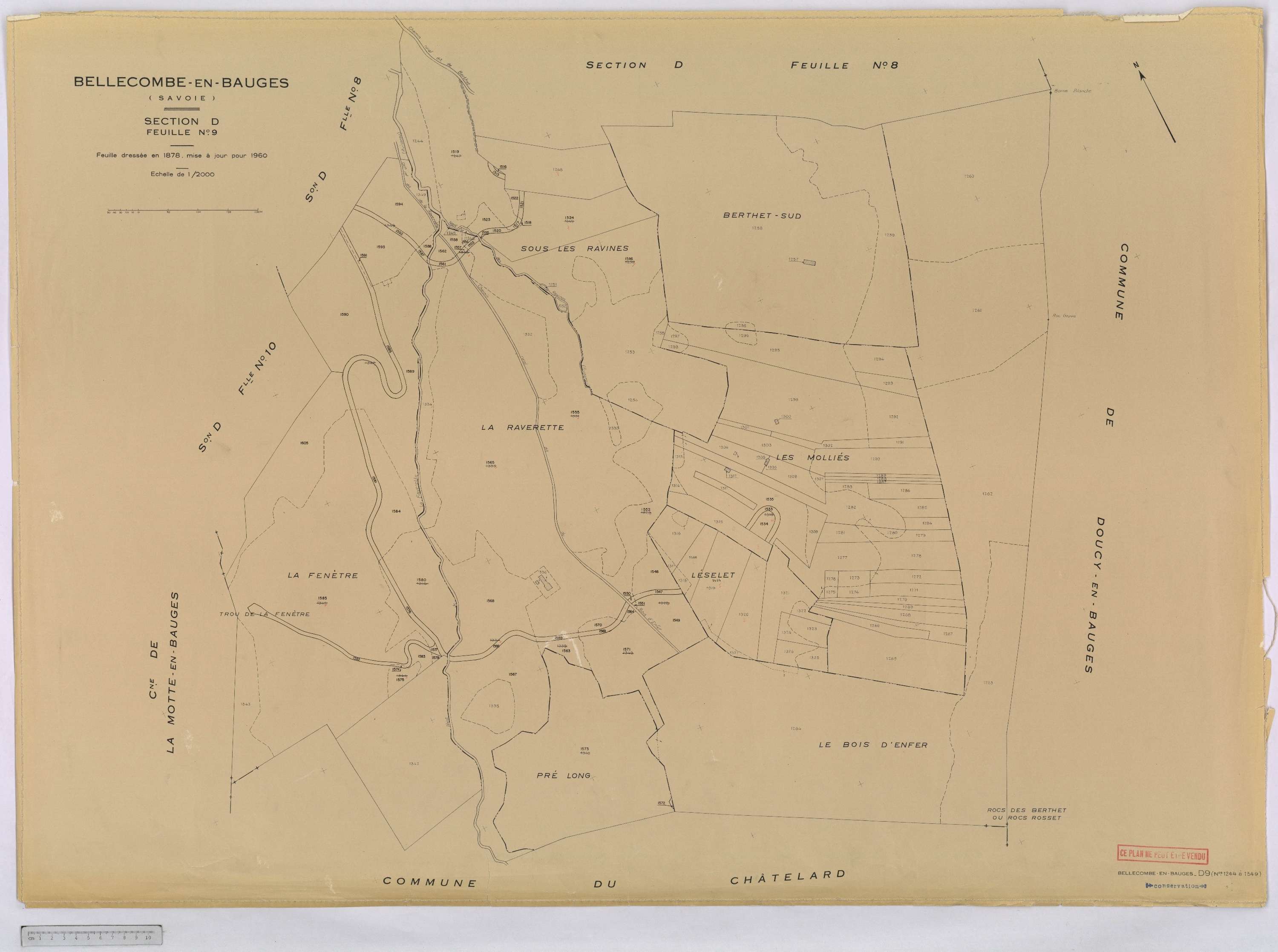 Bellecombe-en-Bauges - Cadastre rénové, version définitive (1960).