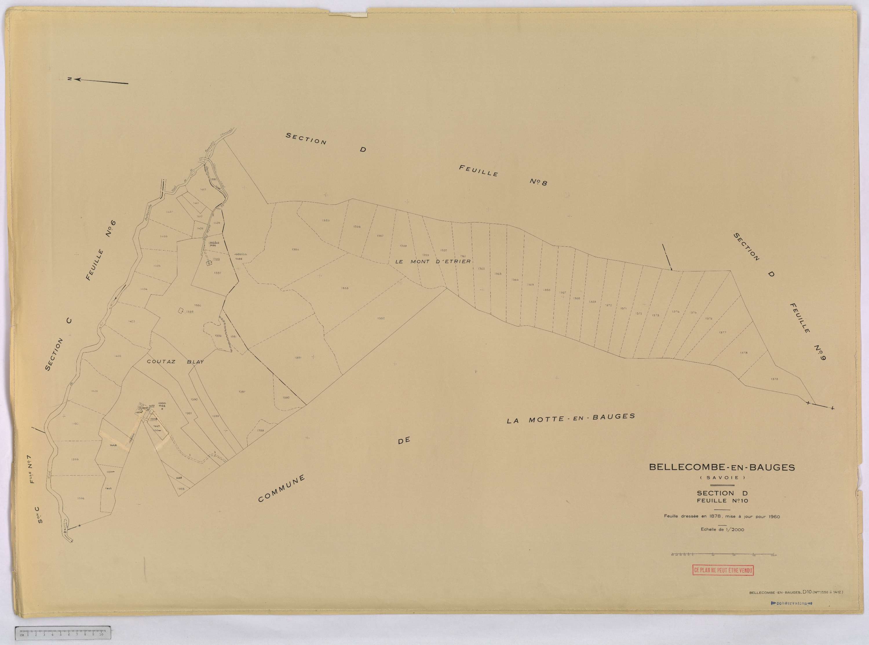 Bellecombe-en-Bauges - Cadastre rénové, version définitive (1960).