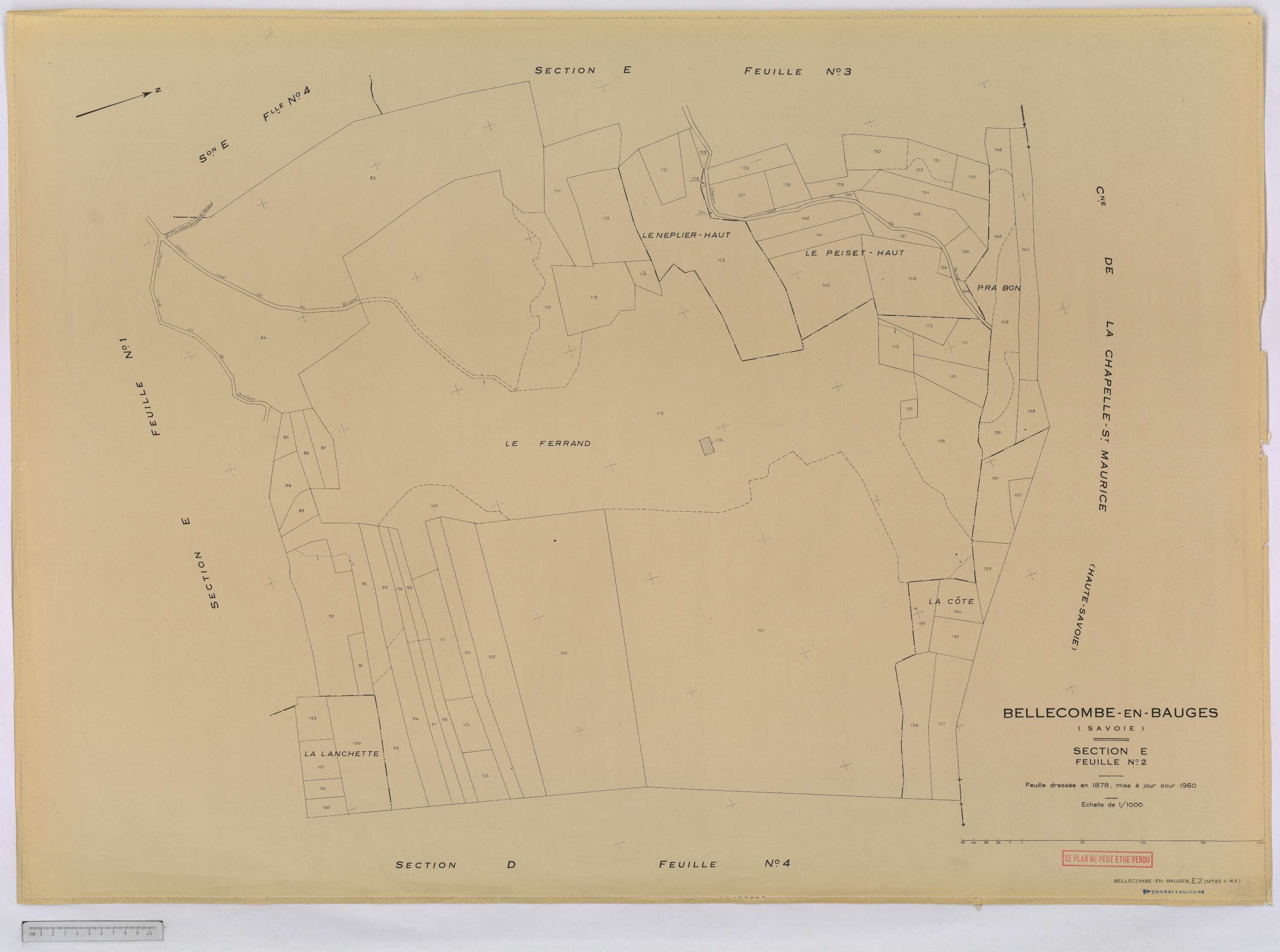 Bellecombe-en-Bauges - Cadastre rénové, version définitive (1960).