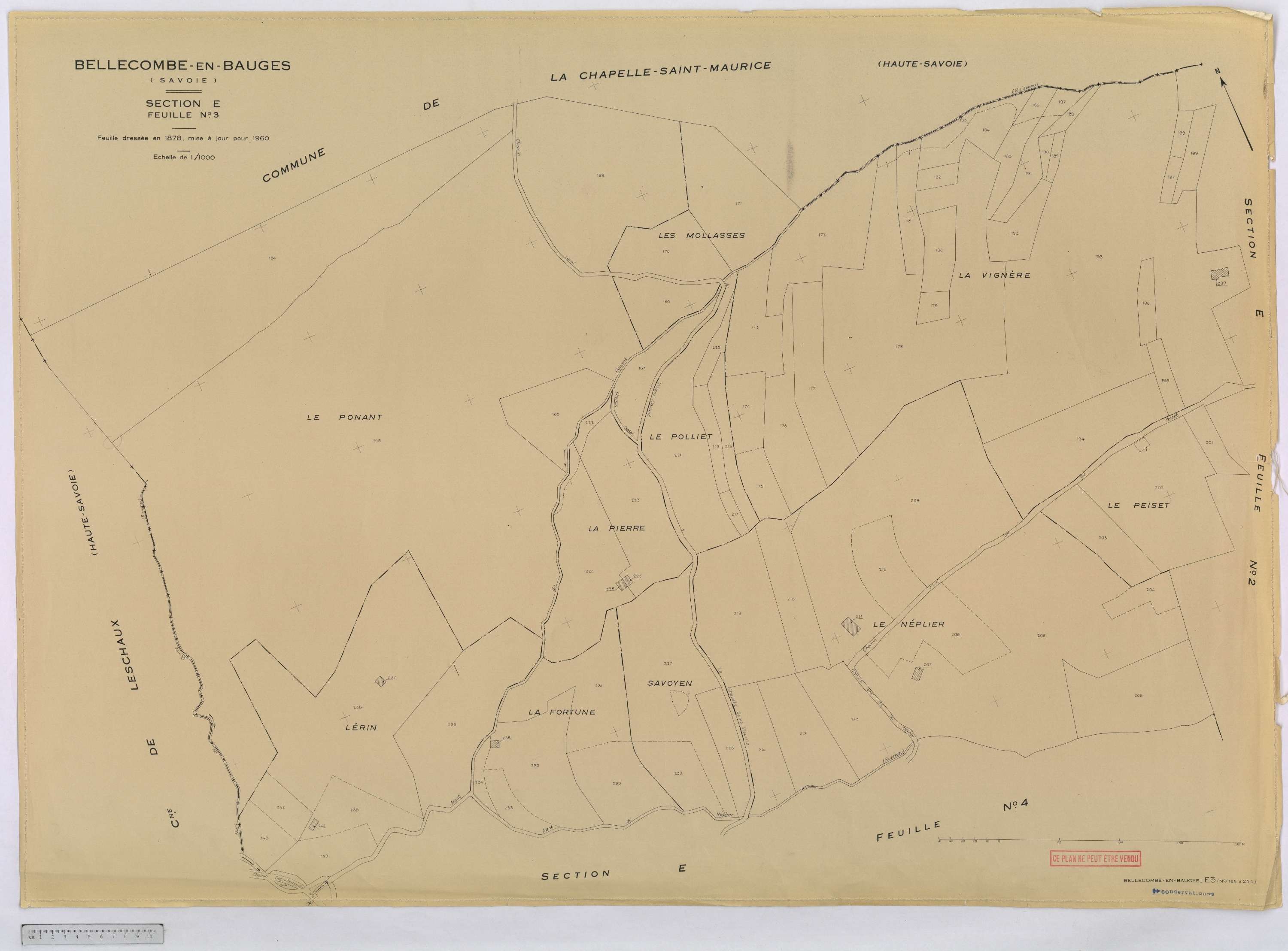 Bellecombe-en-Bauges - Cadastre rénové, version définitive (1960).