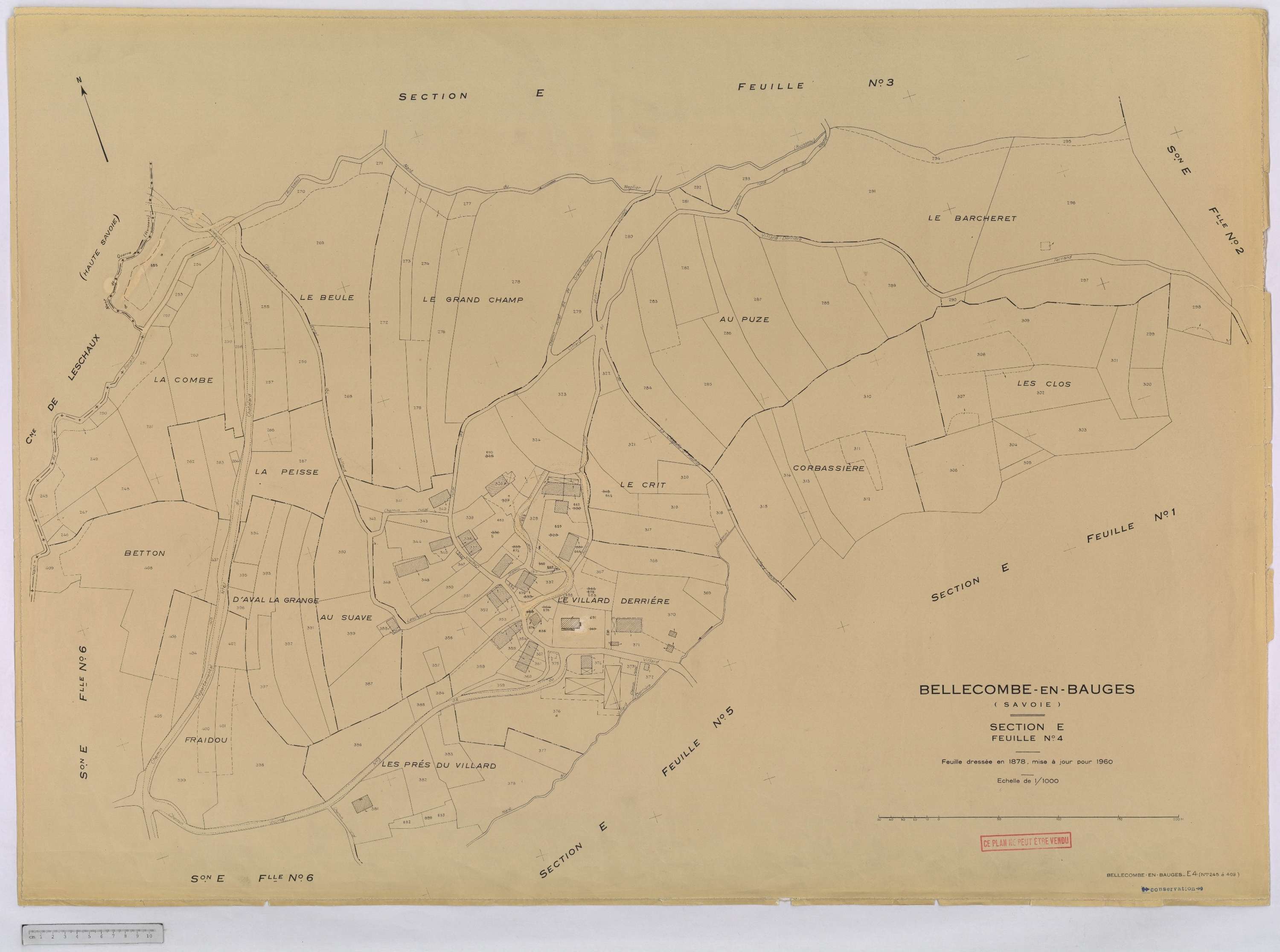 Bellecombe-en-Bauges - Cadastre rénové, version définitive (1960).