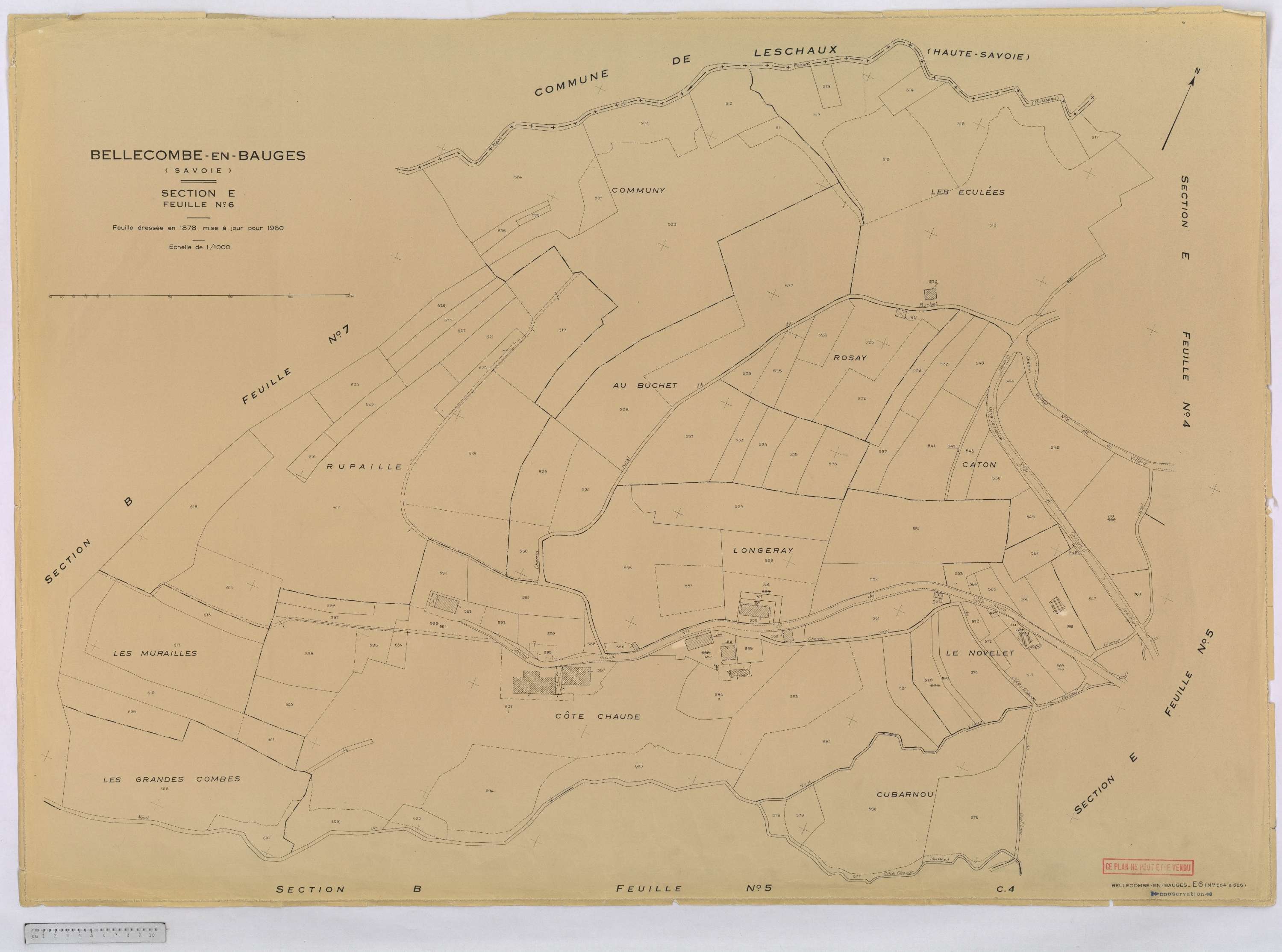 Bellecombe-en-Bauges - Cadastre rénové, version définitive (1960).