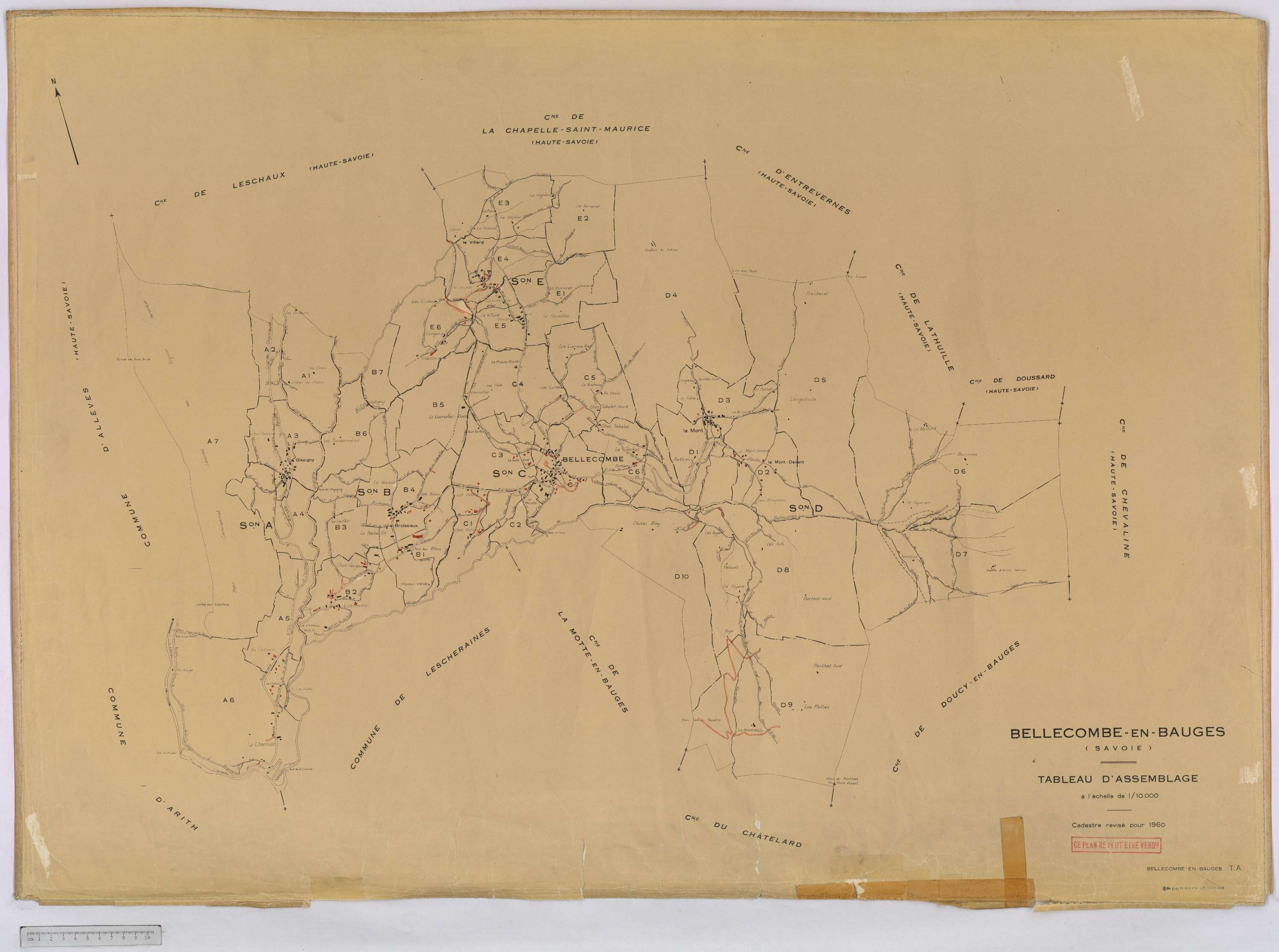 Bellecombe-en-Bauges - Cadastre rénové, version définitive (1960).