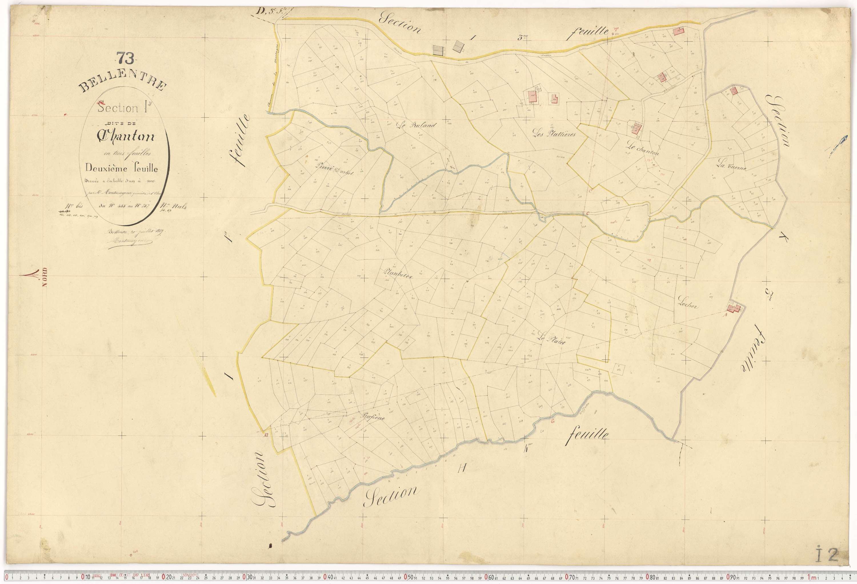 Bellentre - Plans cadastraux du premier cadastre français.