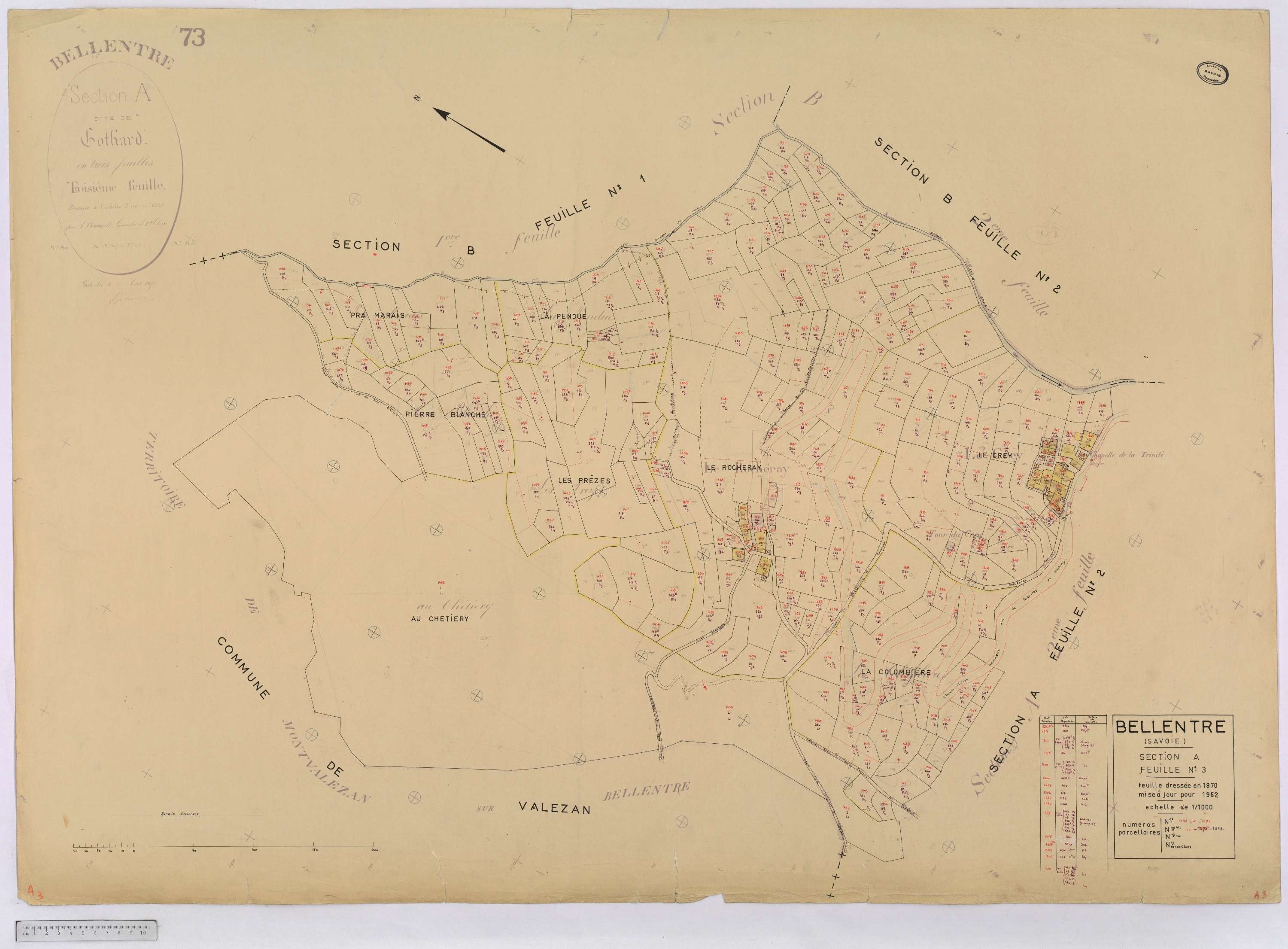 Bellentre - Cadastre rénové (1962-1974).