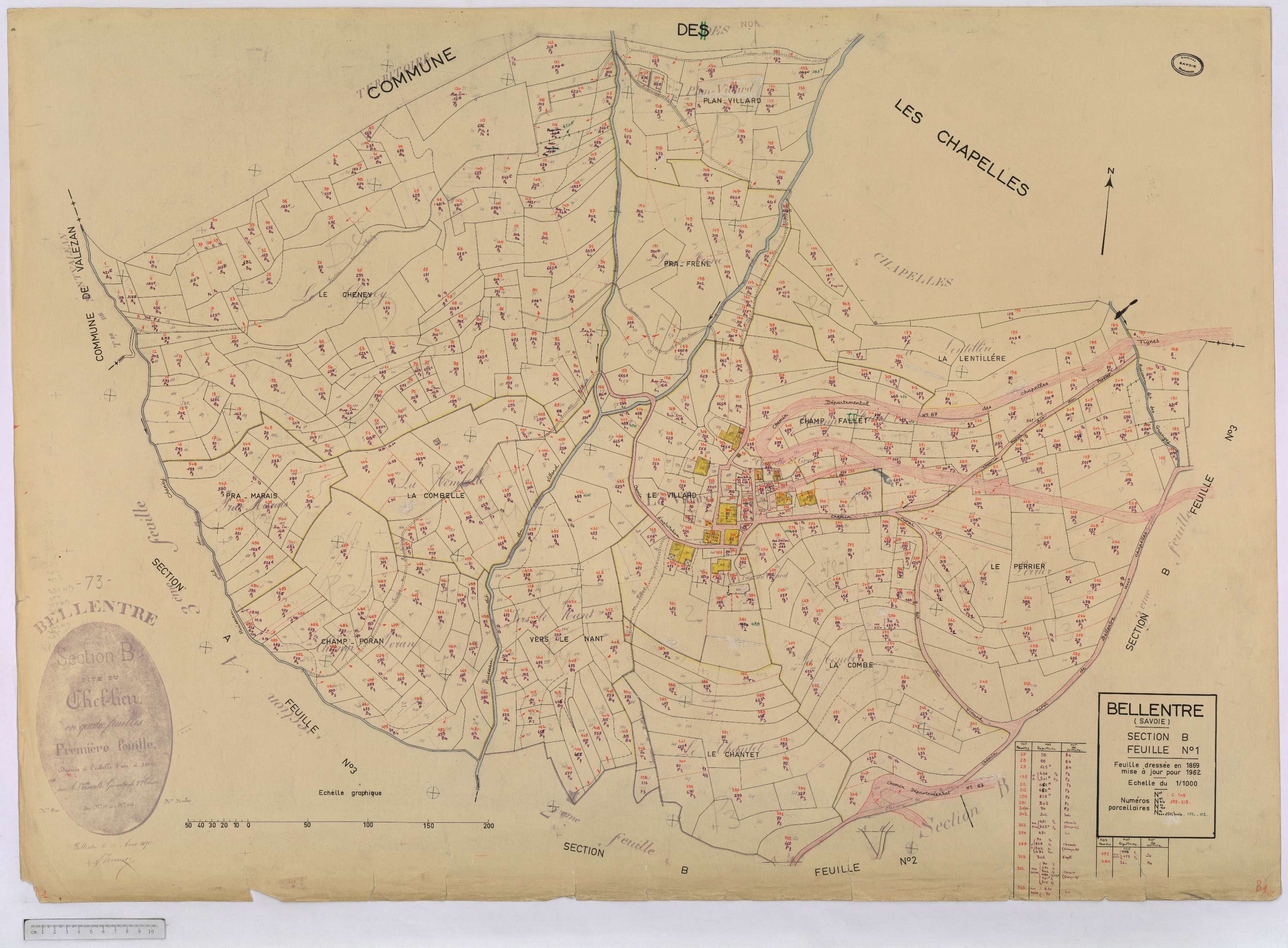 Bellentre - Cadastre rénové (1962-1974).