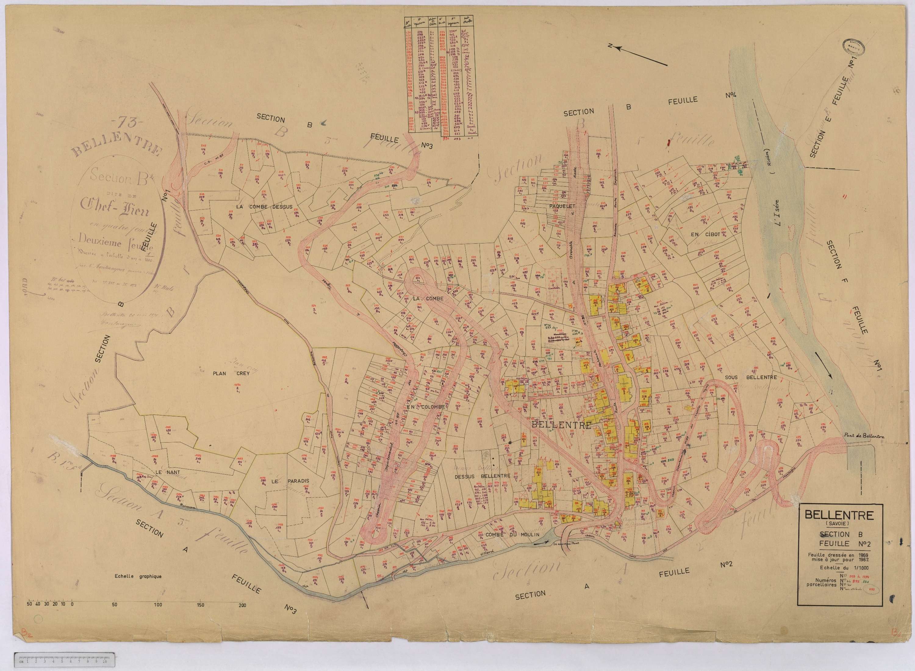Bellentre - Cadastre rénové (1962-1974).