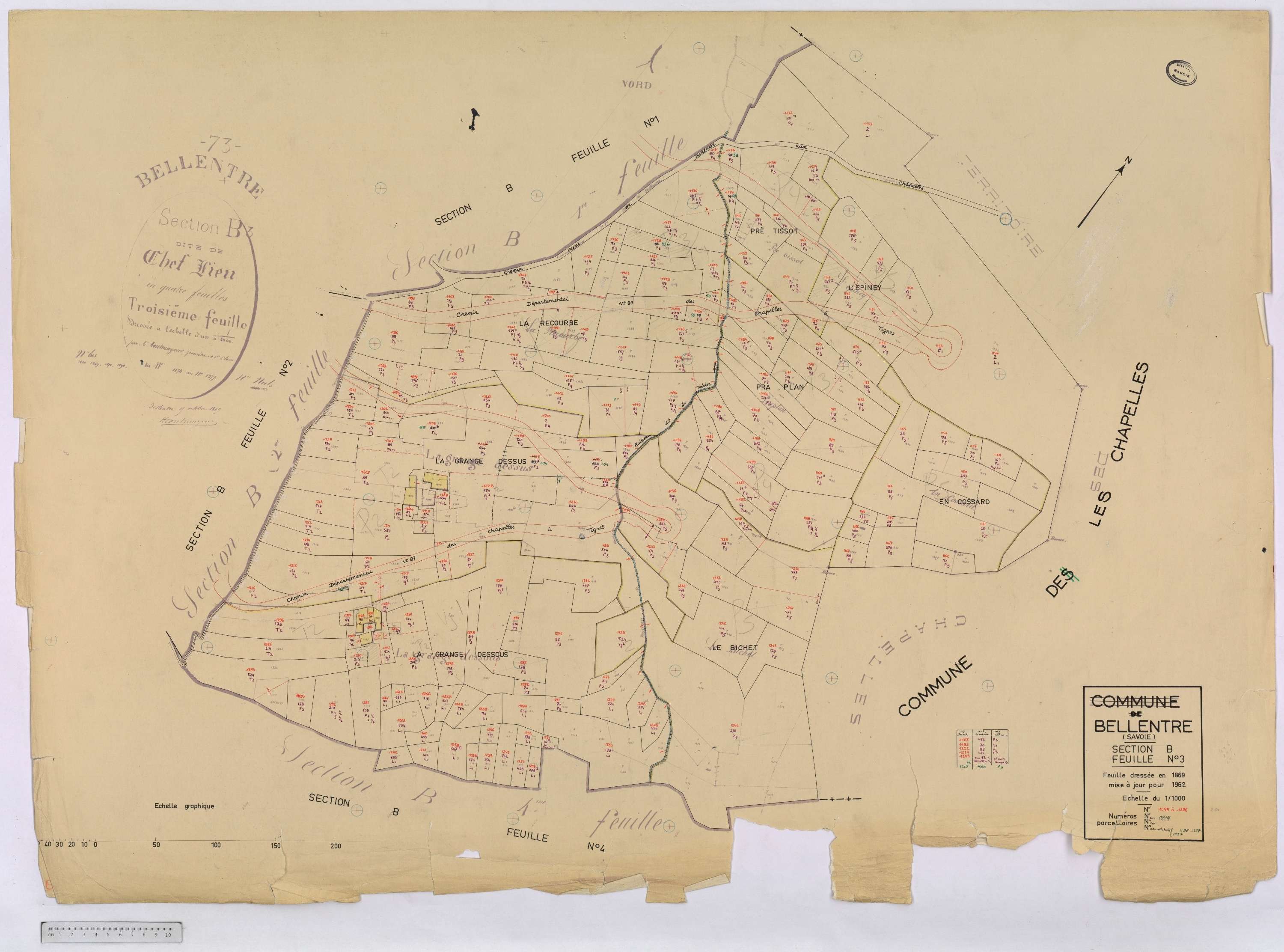 Bellentre - Cadastre rénové (1962-1974).