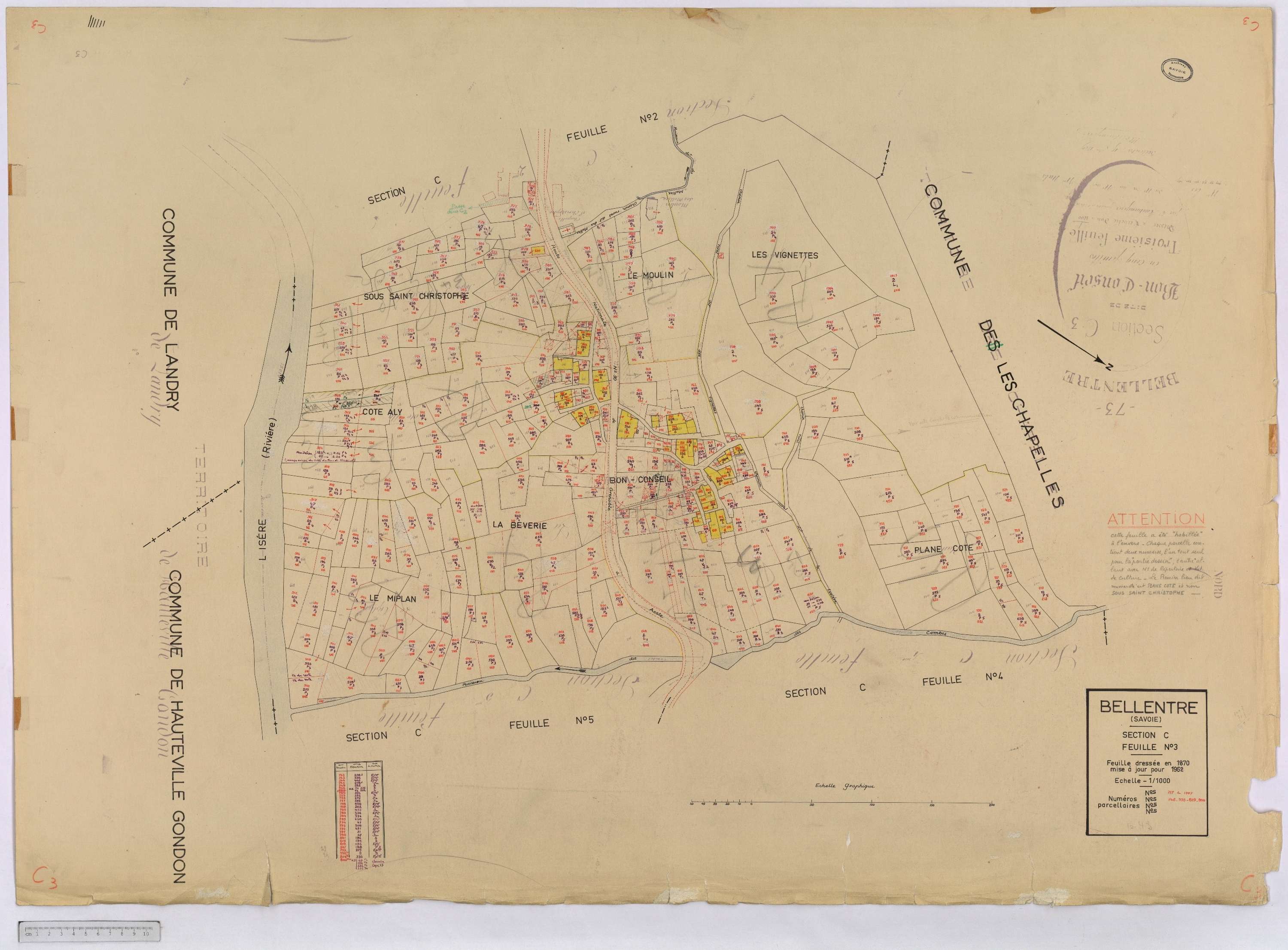 Bellentre - Cadastre rénové (1962-1974).