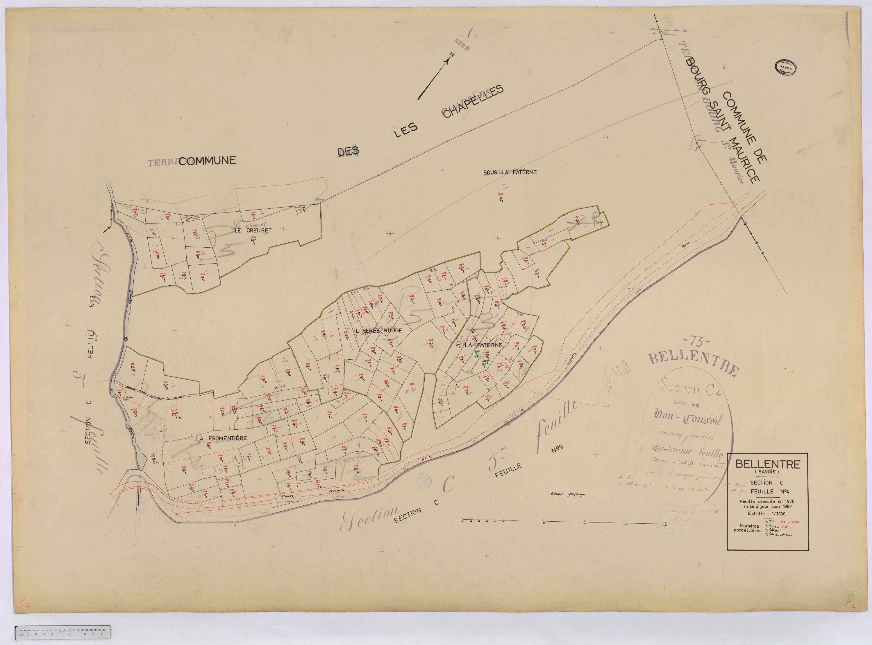 Bellentre - Cadastre rénové (1962-1974).