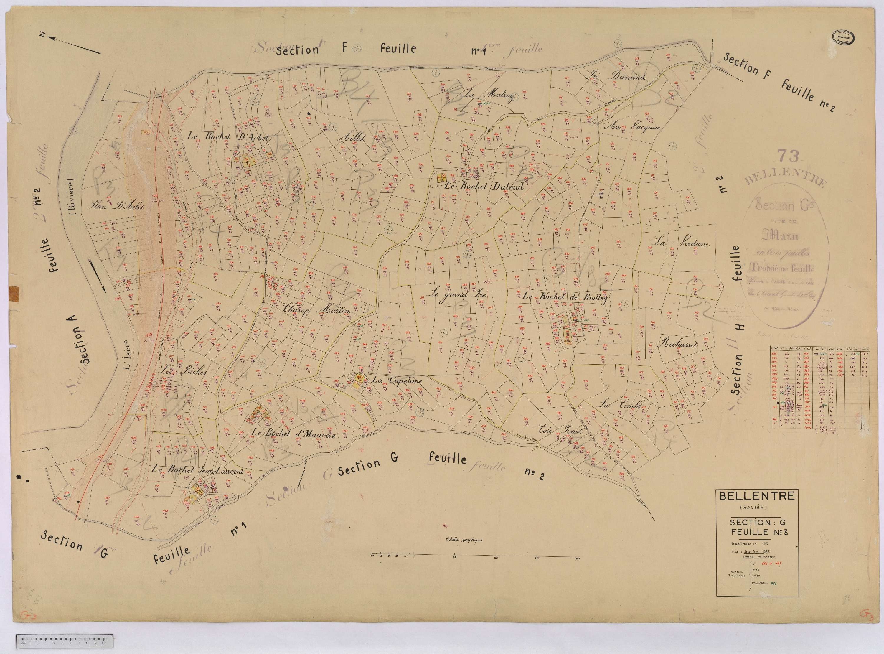 Bellentre - Cadastre rénové (1962-1974).