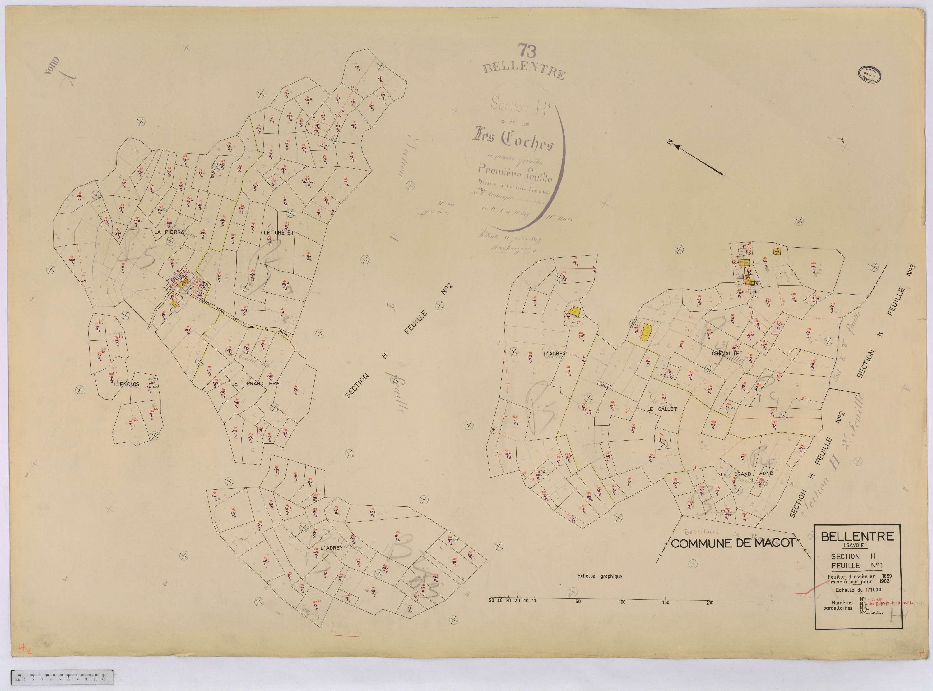 Bellentre - Cadastre rénové (1962-1974).