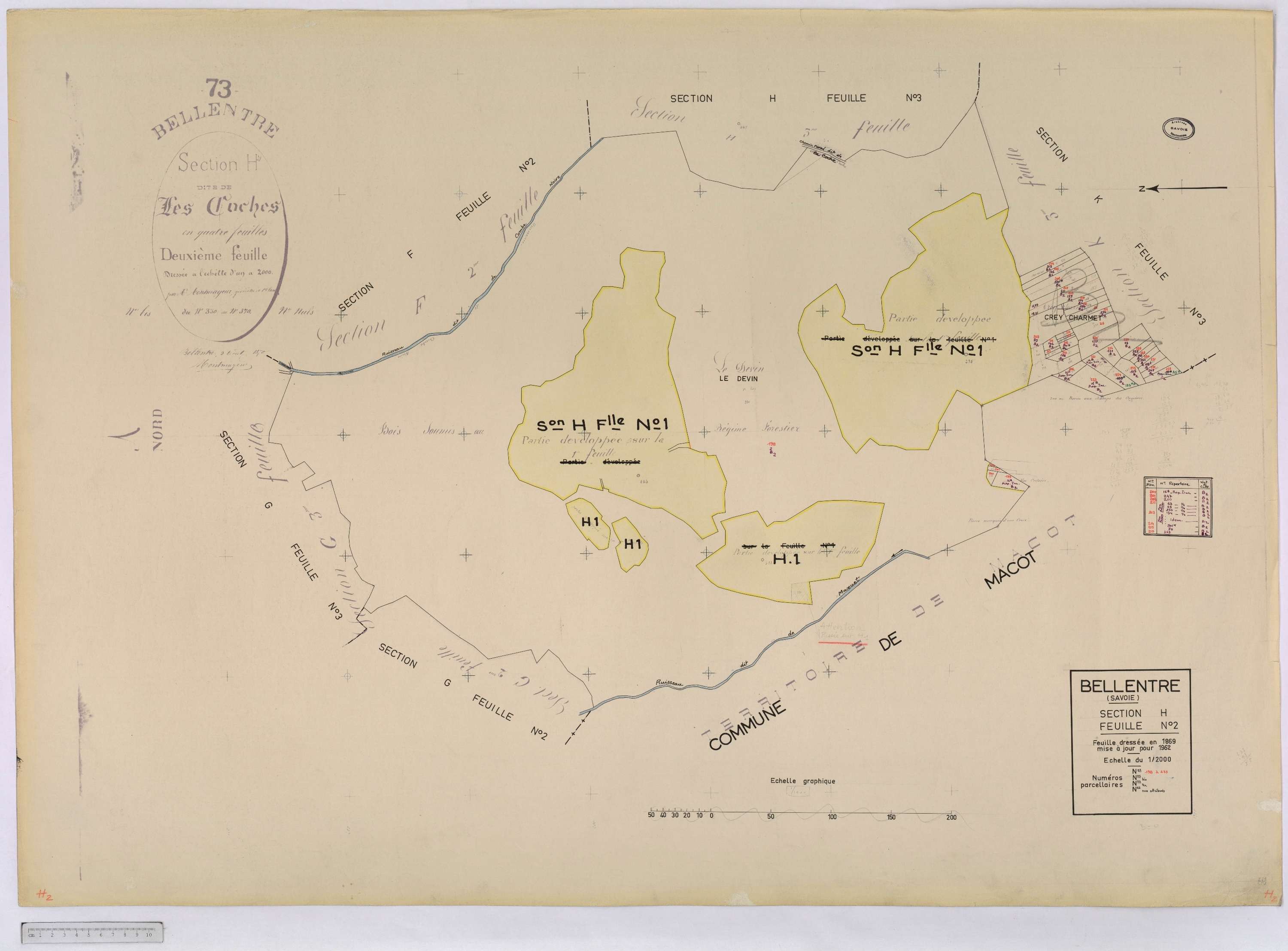 Bellentre - Cadastre rénové (1962-1974).