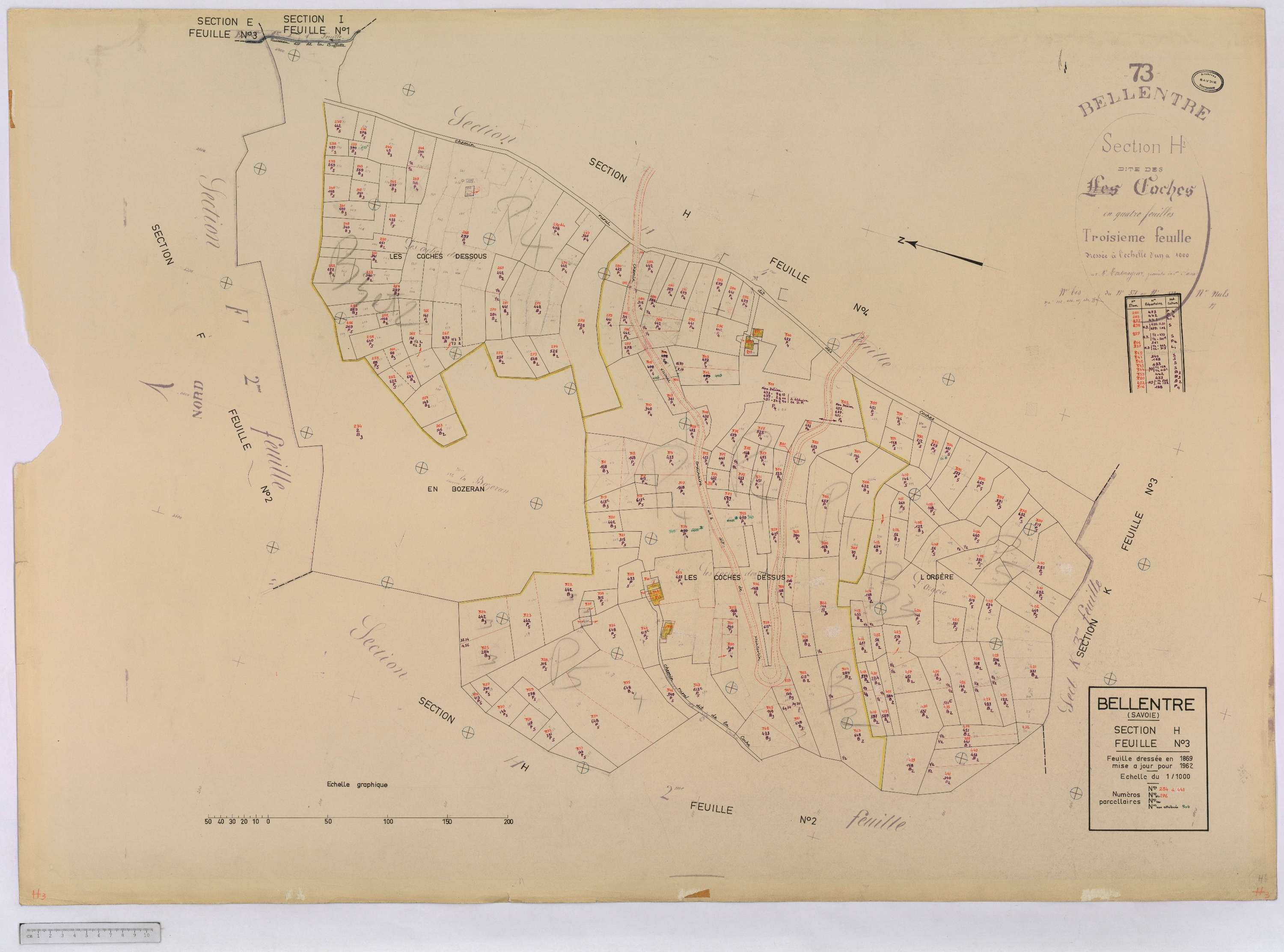 Bellentre - Cadastre rénové (1962-1974).