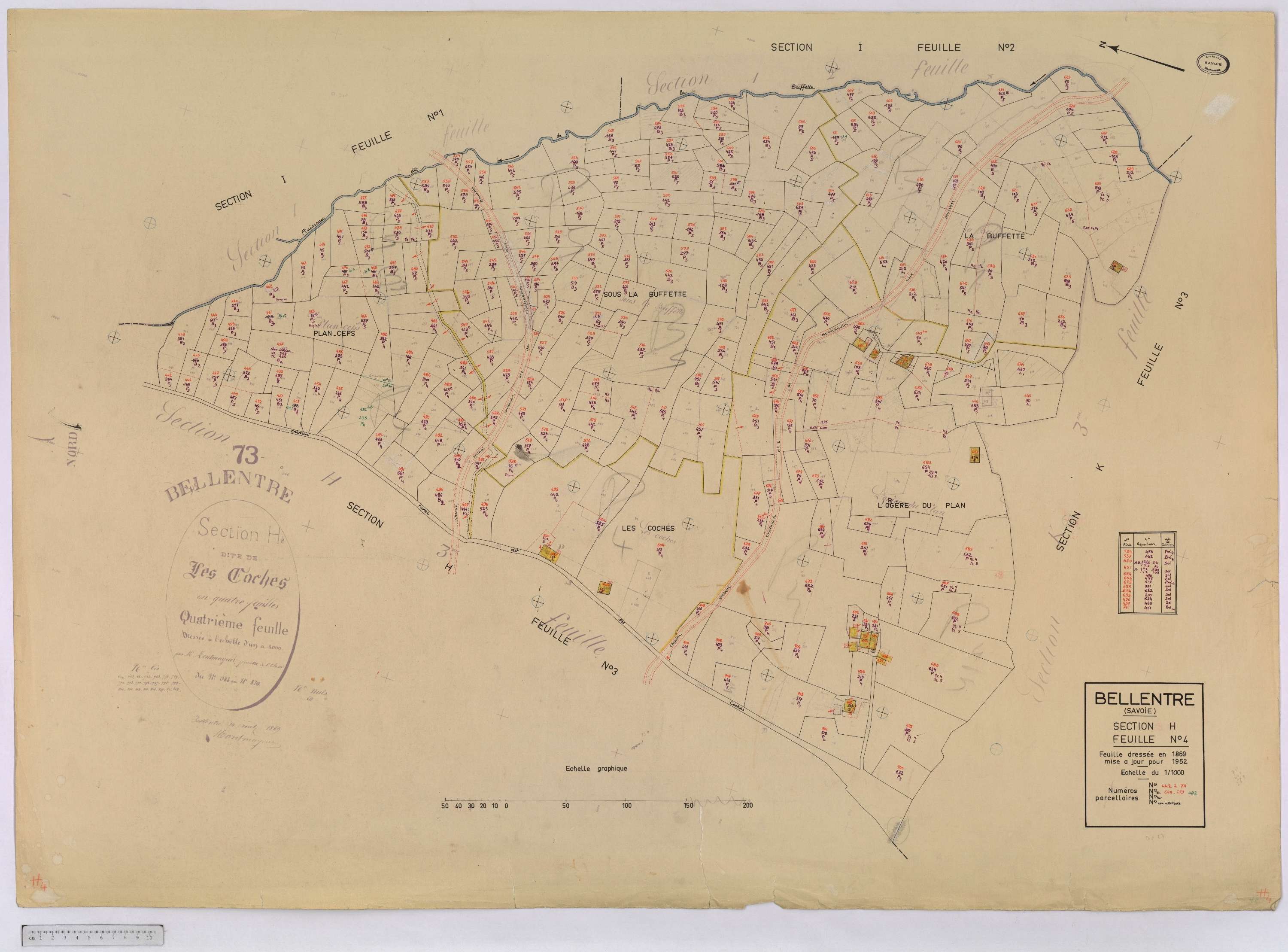 Bellentre - Cadastre rénové (1962-1974).