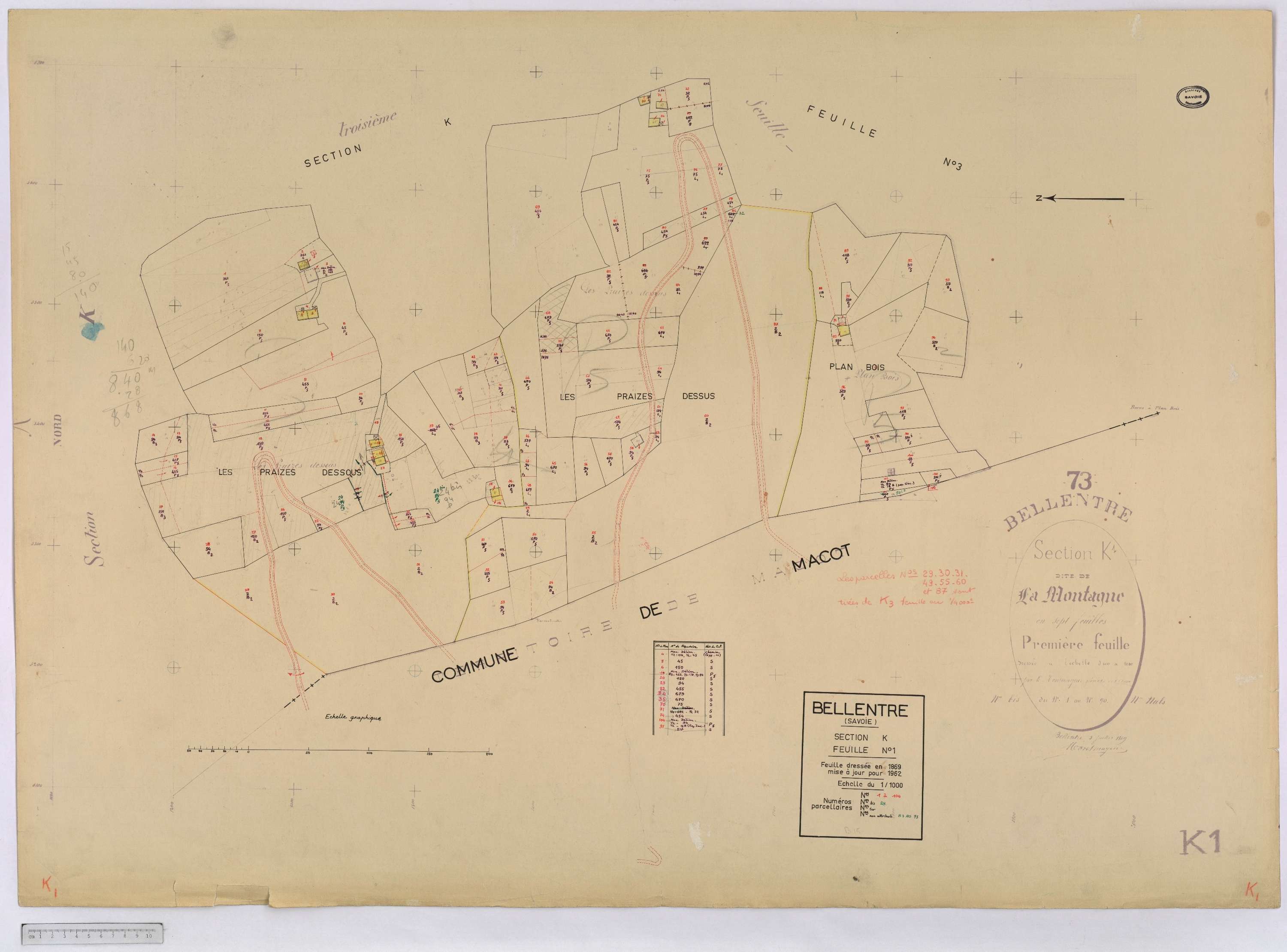 Bellentre - Cadastre rénové (1962-1974).