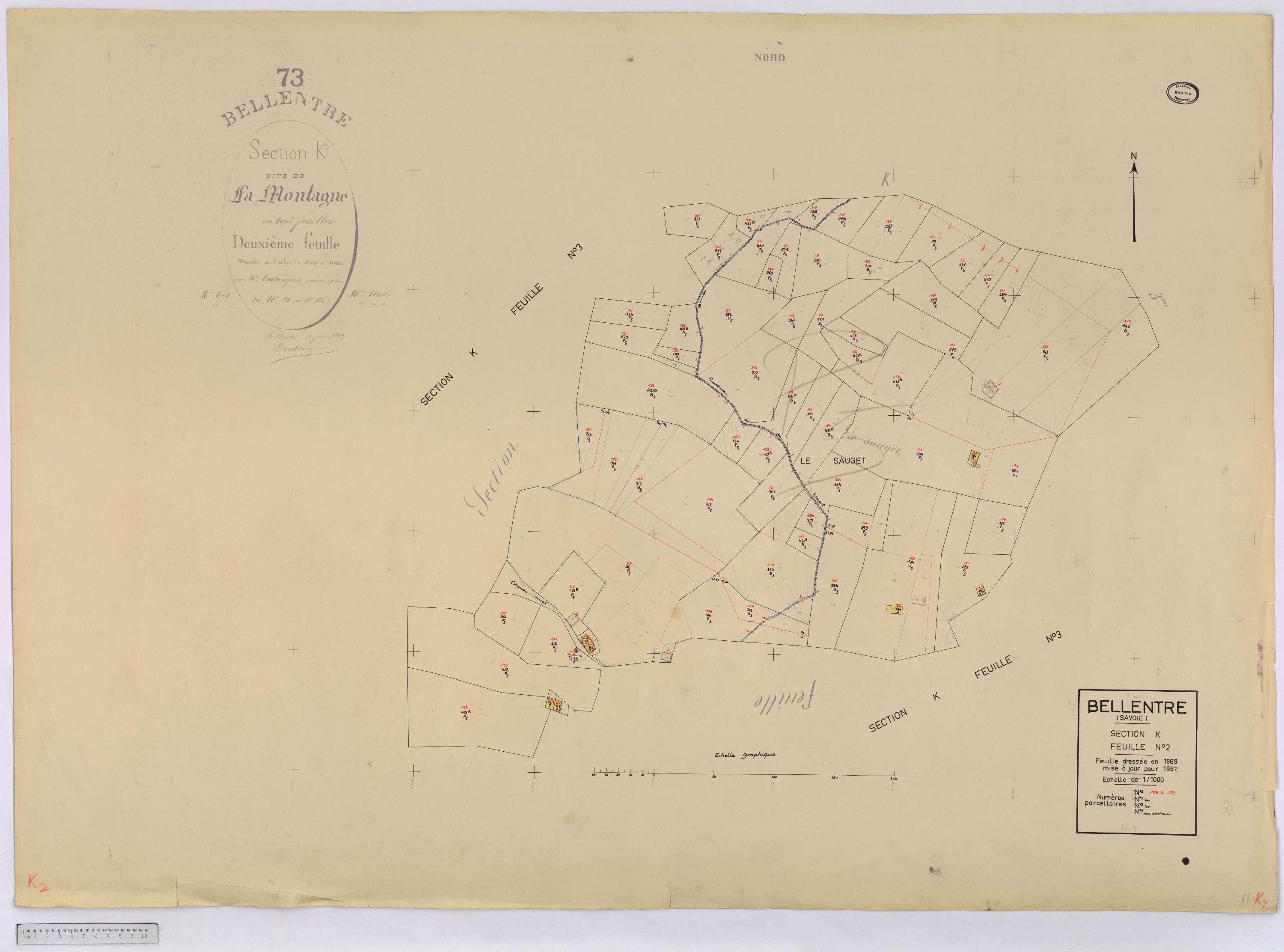 Bellentre - Cadastre rénové (1962-1974).
