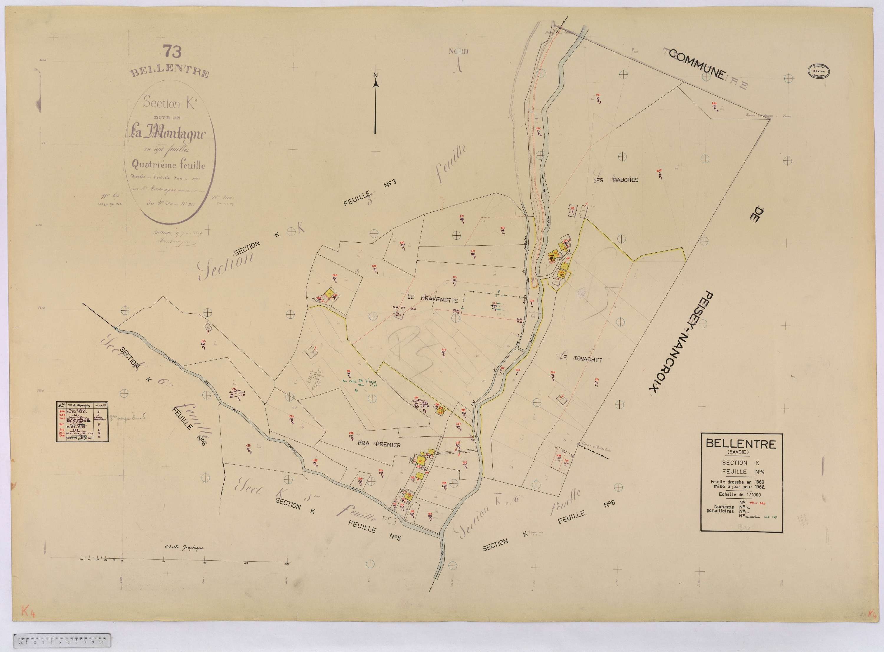 Bellentre - Cadastre rénové (1962-1974).