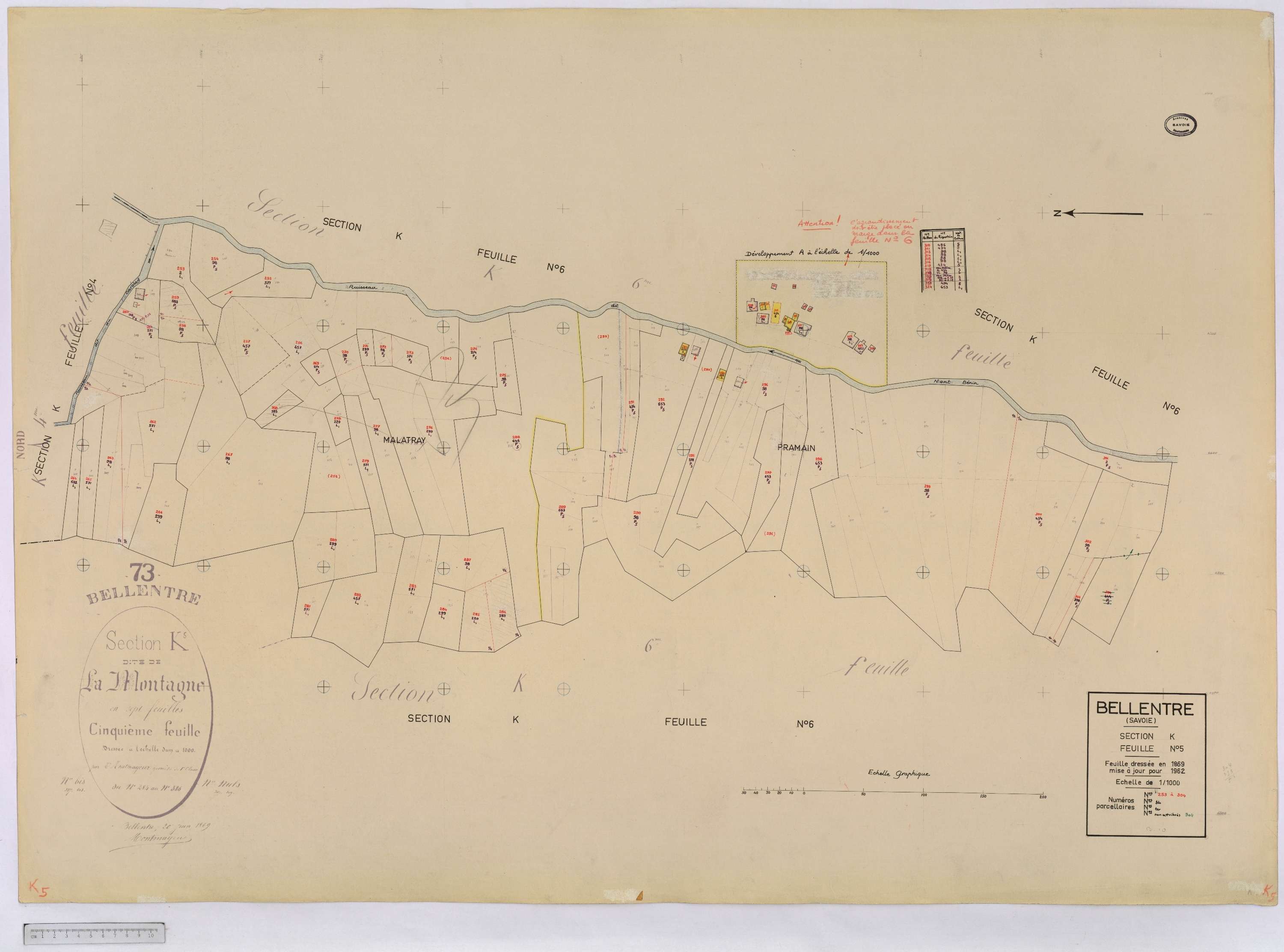 Bellentre - Cadastre rénové (1962-1974).
