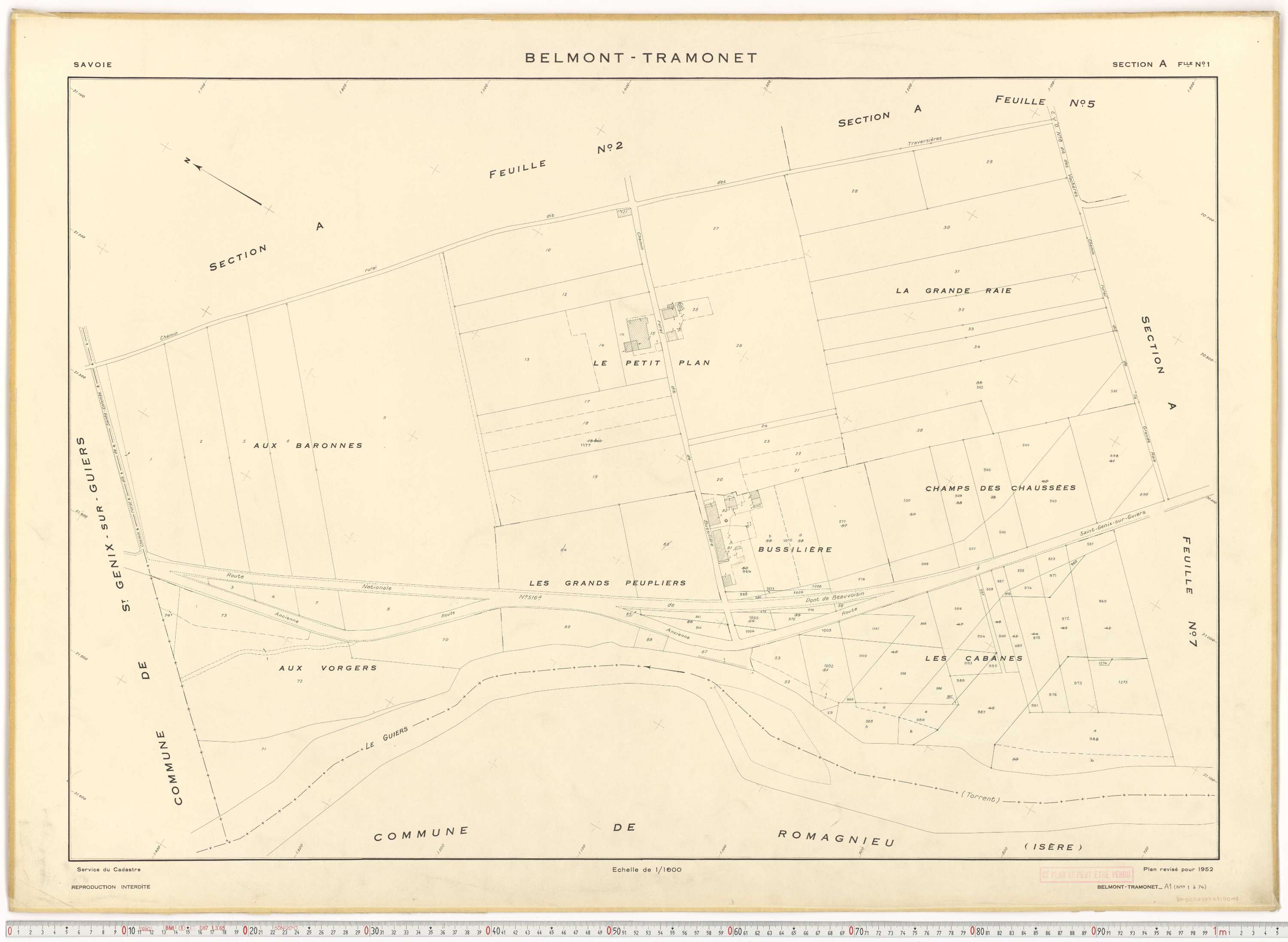 Belmont-Tramonet - Plans cadastraux du cadastre rénové en 1952 et mis à jour en 1988.
