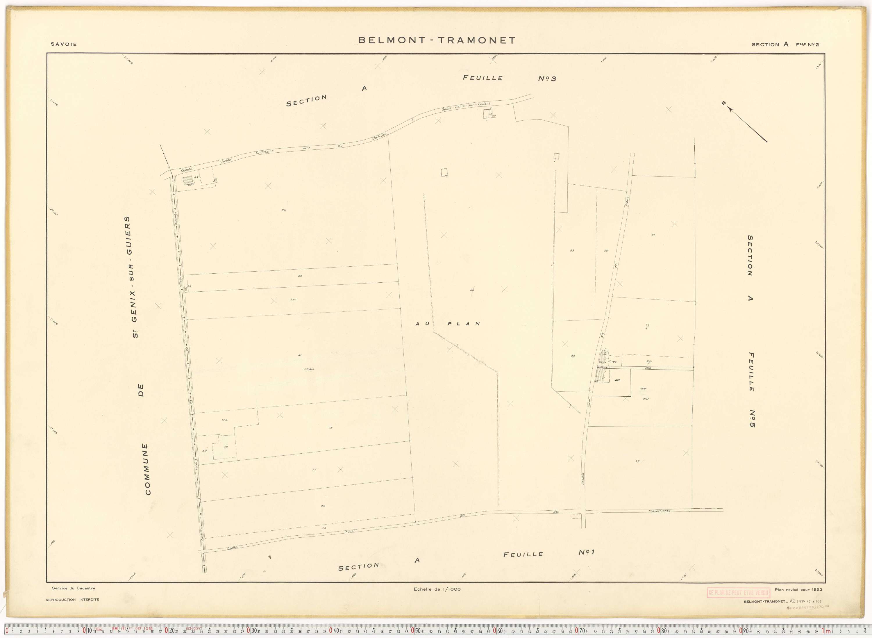 Belmont-Tramonet - Plans cadastraux du cadastre rénové en 1952 et mis à jour en 1988.