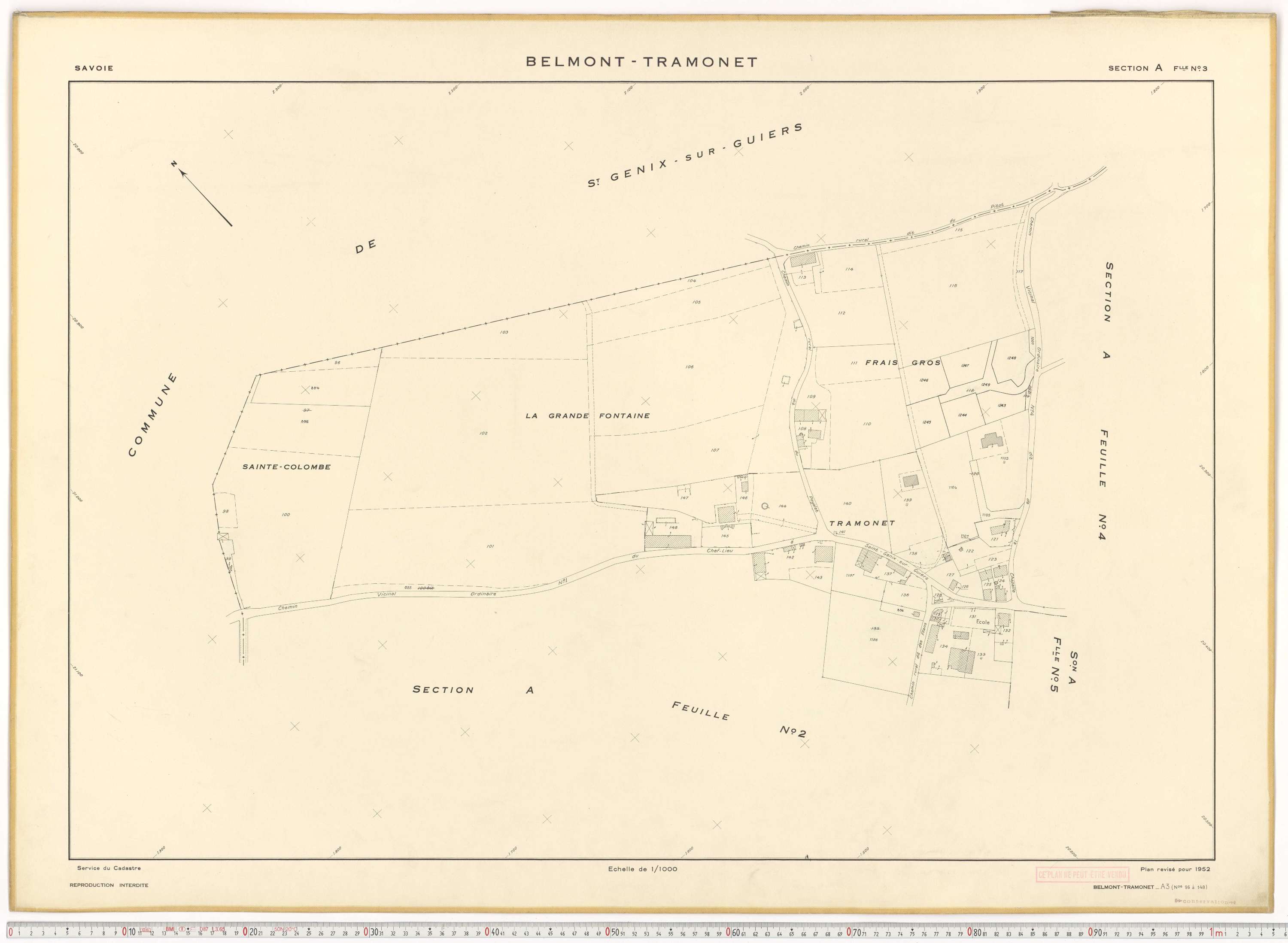 Belmont-Tramonet - Plans cadastraux du cadastre rénové en 1952 et mis à jour en 1988.