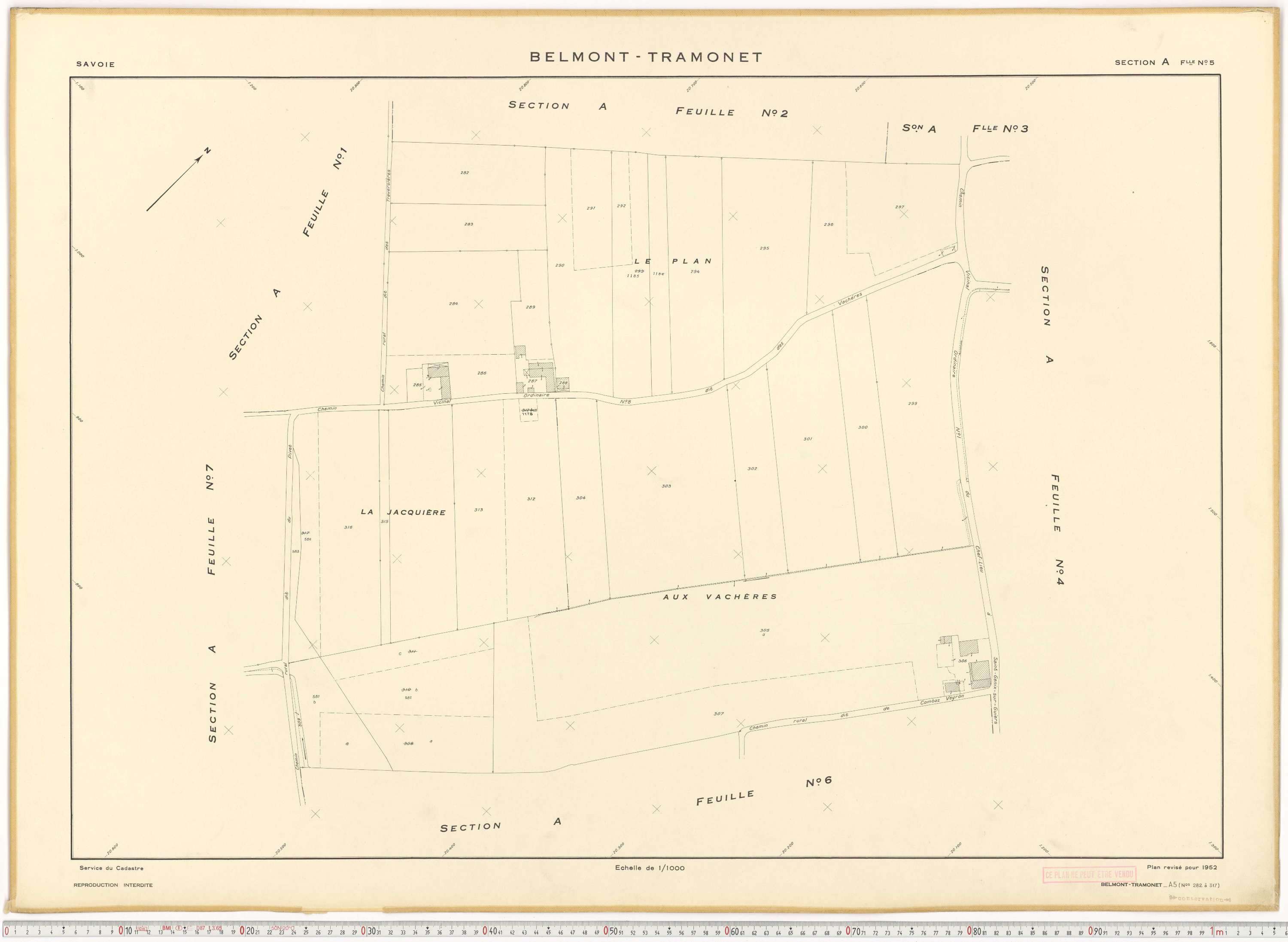 Belmont-Tramonet - Plans cadastraux du cadastre rénové en 1952 et mis à jour en 1988.