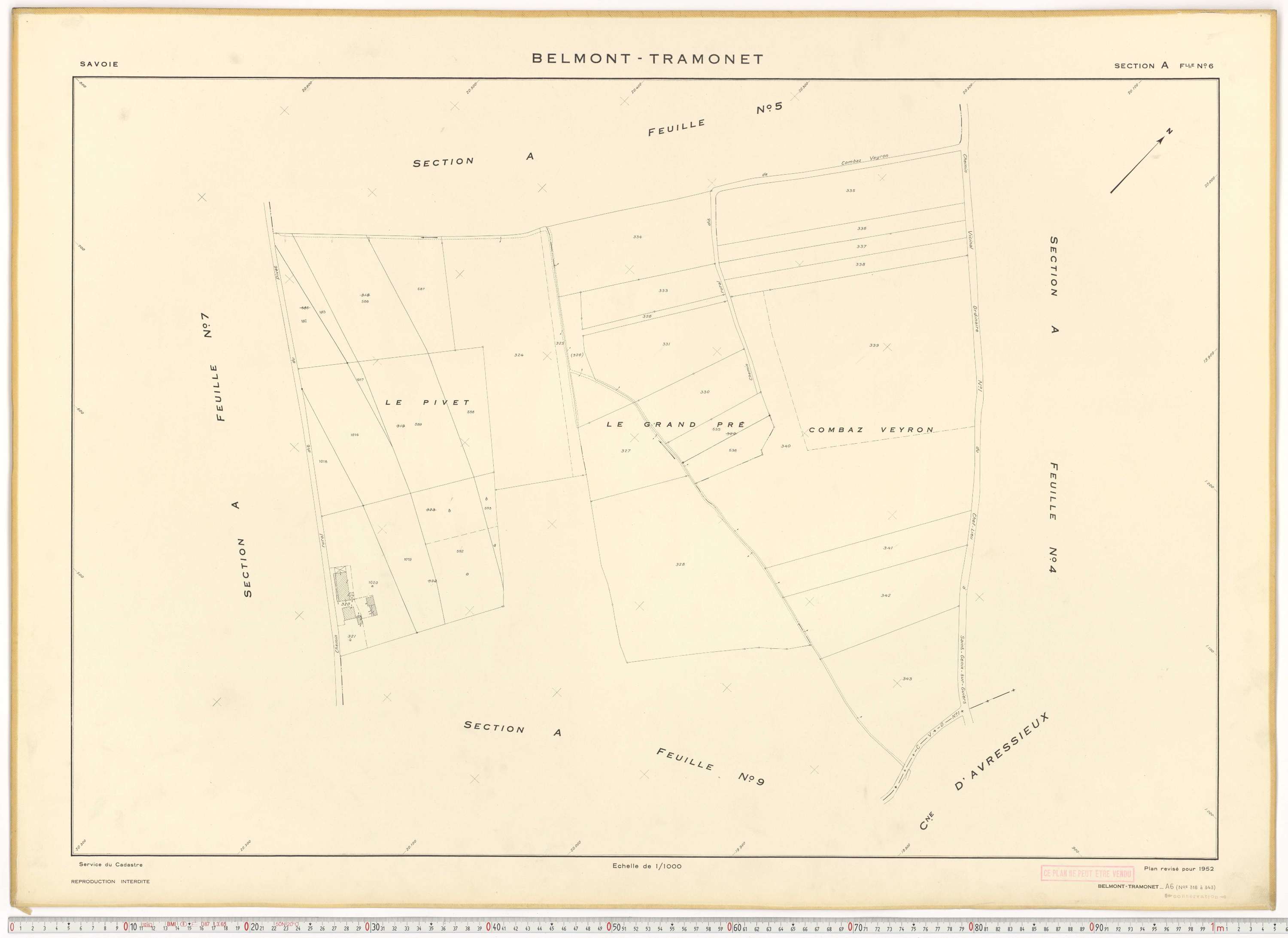 Belmont-Tramonet - Plans cadastraux du cadastre rénové en 1952 et mis à jour en 1988.