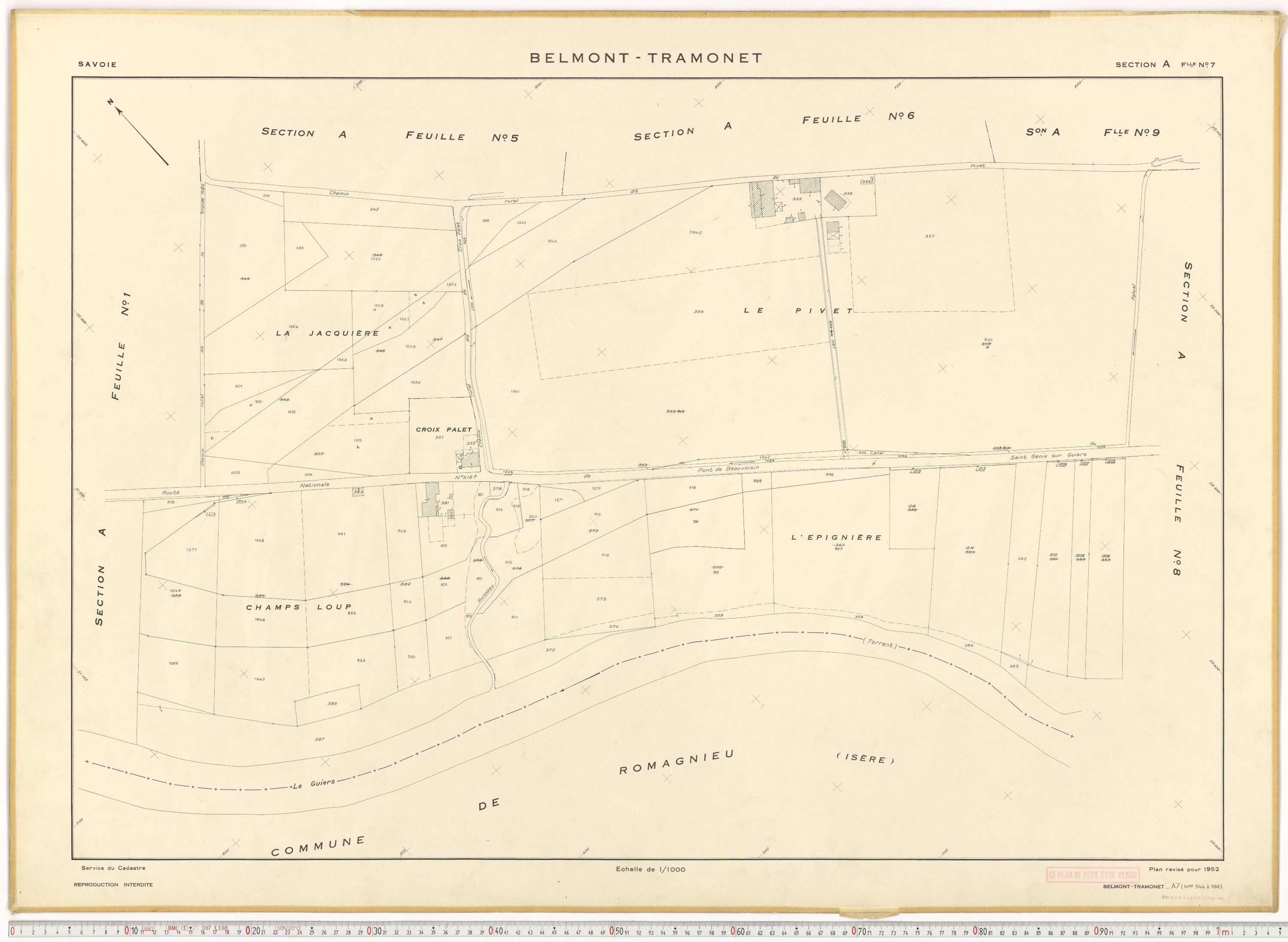 Belmont-Tramonet - Plans cadastraux du cadastre rénové en 1952 et mis à jour en 1988.