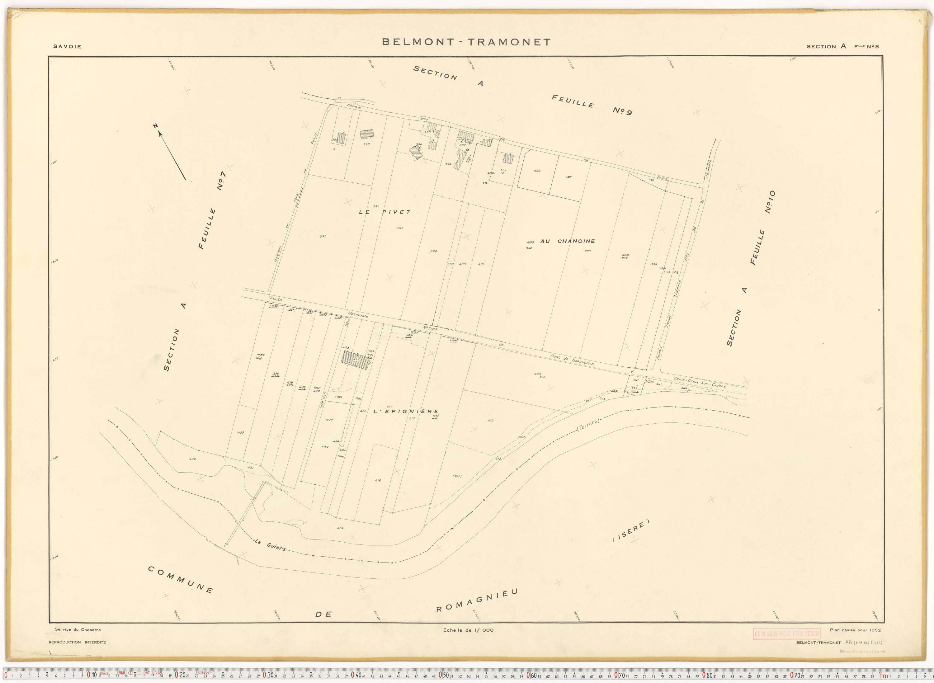 Belmont-Tramonet - Plans cadastraux du cadastre rénové en 1952 et mis à jour en 1988.